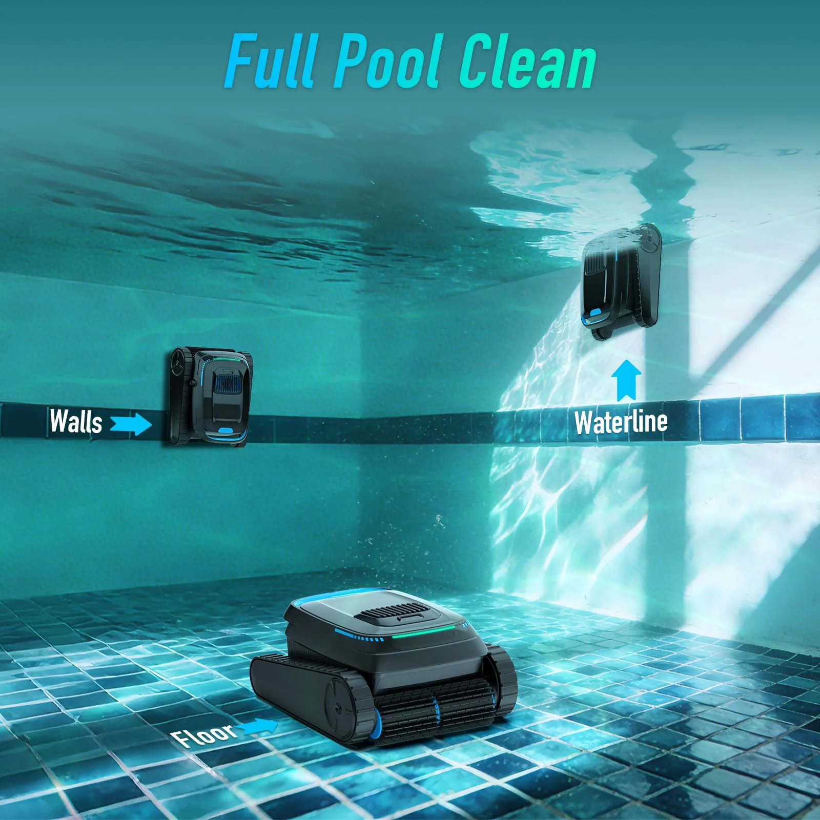 AIRROBO Cordless Robotic Pool Cleaner for Inground & Above Ground Pools, Smart Zigzag Navigation, Floor, Wall & Waterline Cleaning, 5000 GPH - Image 7