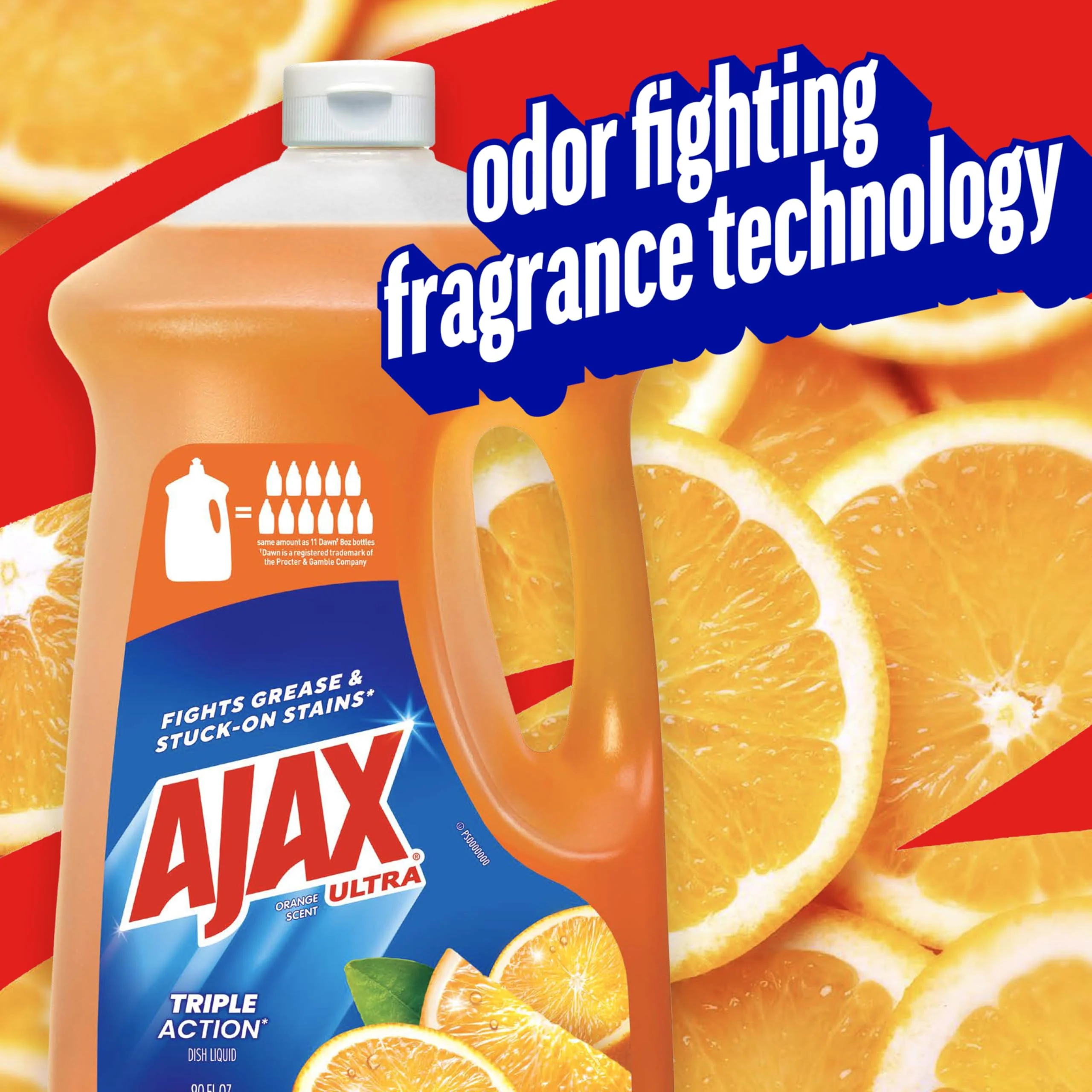 Ajax Ultra Liquid Dish Soap Orange Scent, Triple Action, 90 fl oz Bottle - Image 4