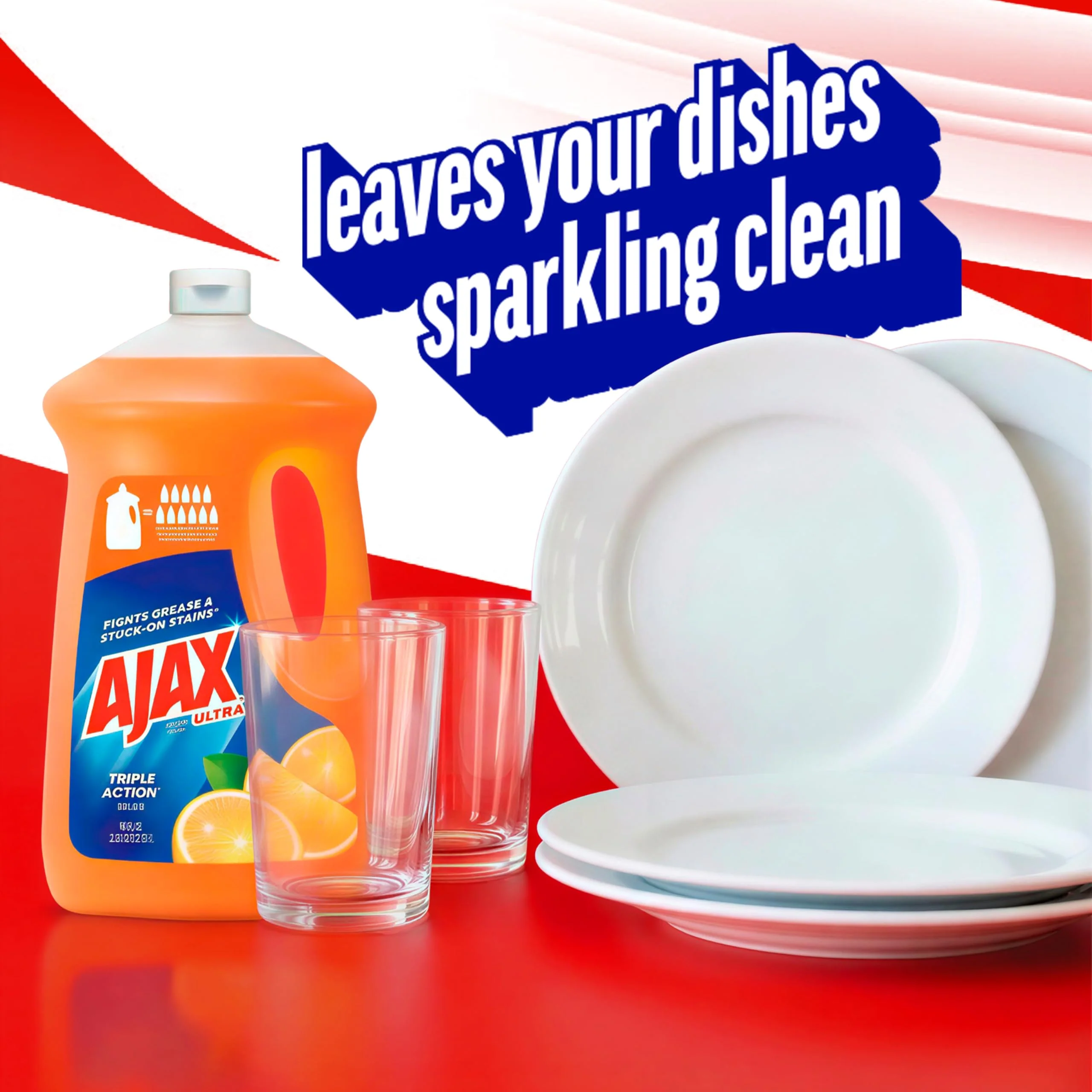 Ajax Ultra Liquid Dish Soap Orange Scent, Triple Action, 90 fl oz Bottle - Image 6