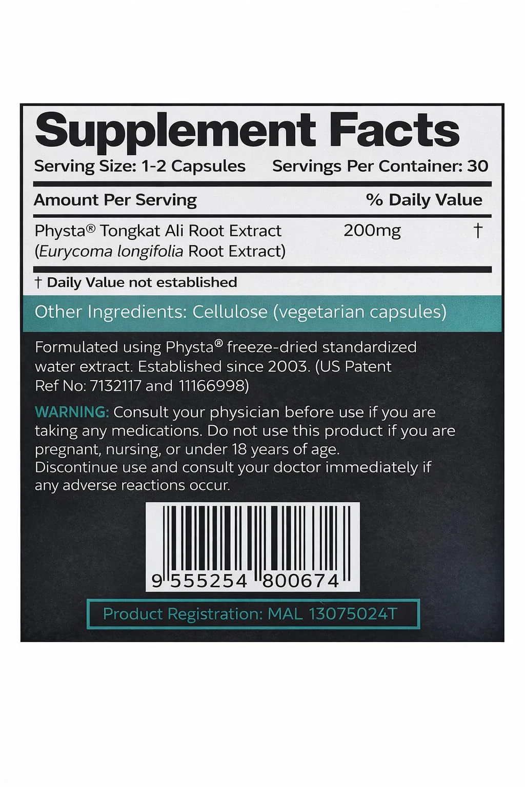 AKARALI Pure Tongkat Ali Longjack 200:1 Highly Concentrated 1.5% Eurycomanone US Patented Physta® Freeze-Dried Extraction Technology Supports Strength, Energy and Performance (30 Count) - Image 2