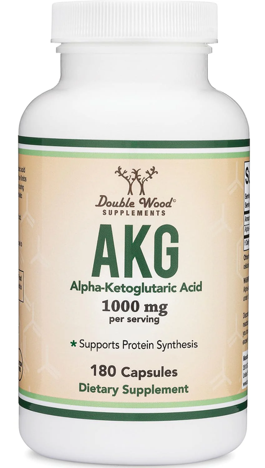 AKG Supplement (Alpha Ketoglutaric Acid) 1,000mg Per Serving (180 Capsules) Different and May Be More Effective Than AAKG (Recently Studied for Healthy Aging Properties) Gluten Free by Double Wood
