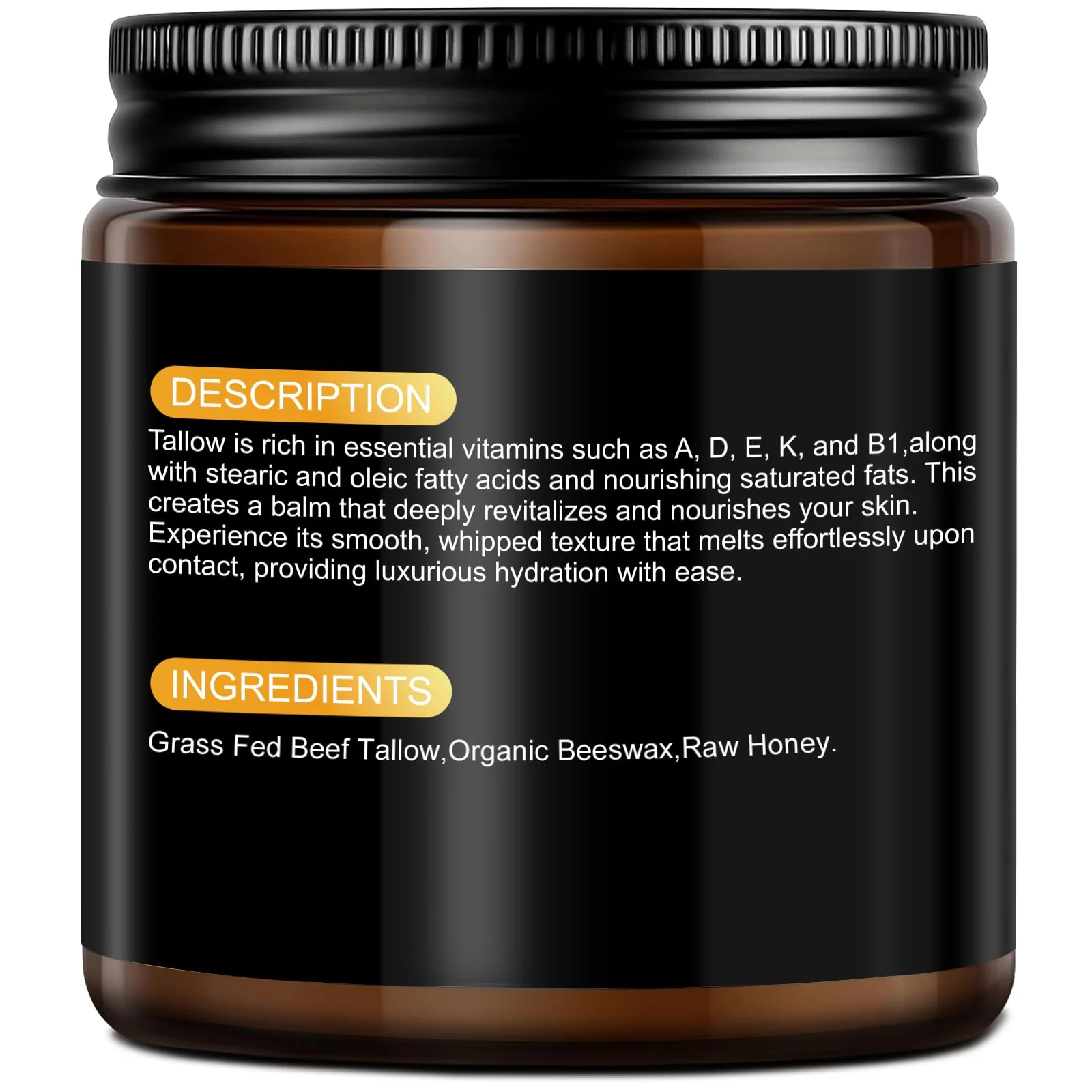 AKOFIC Beef Tallow for Skin, Tallow and Honey Balm, Organic Grass-Fed Beef Tallow for Face with Raw Honey and Beeswax, Body & Face Moisturizer for Dry/Sensitive Skin, Natural Formula, Light Scent - Image 2