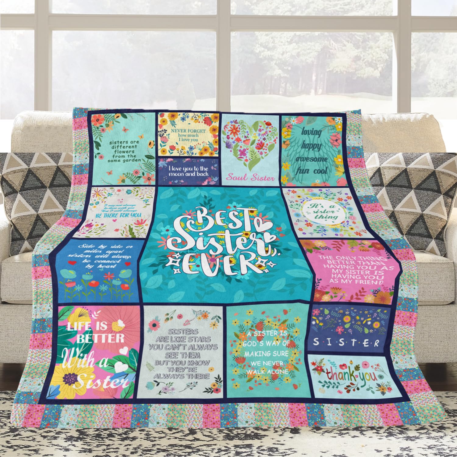 Akoigun Sister Gifts Blanket for Birthday, Mother's Day, Christmas - Big Sister Gift Ideas from Sisters Throw Blanket 60"X50" - Image 2
