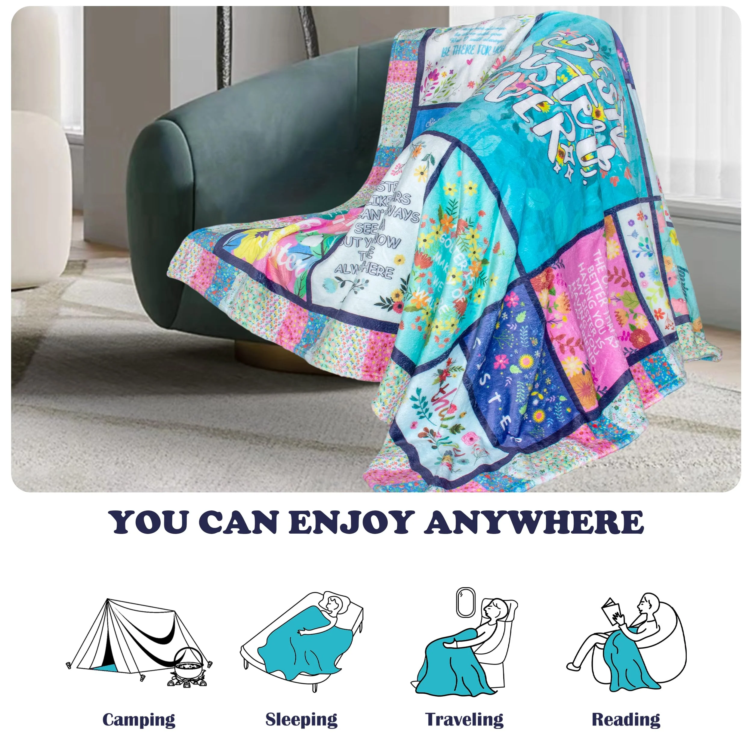 Akoigun Sister Gifts Blanket for Birthday, Mother's Day, Christmas - Big Sister Gift Ideas from Sisters Throw Blanket 60"X50" - Image 3