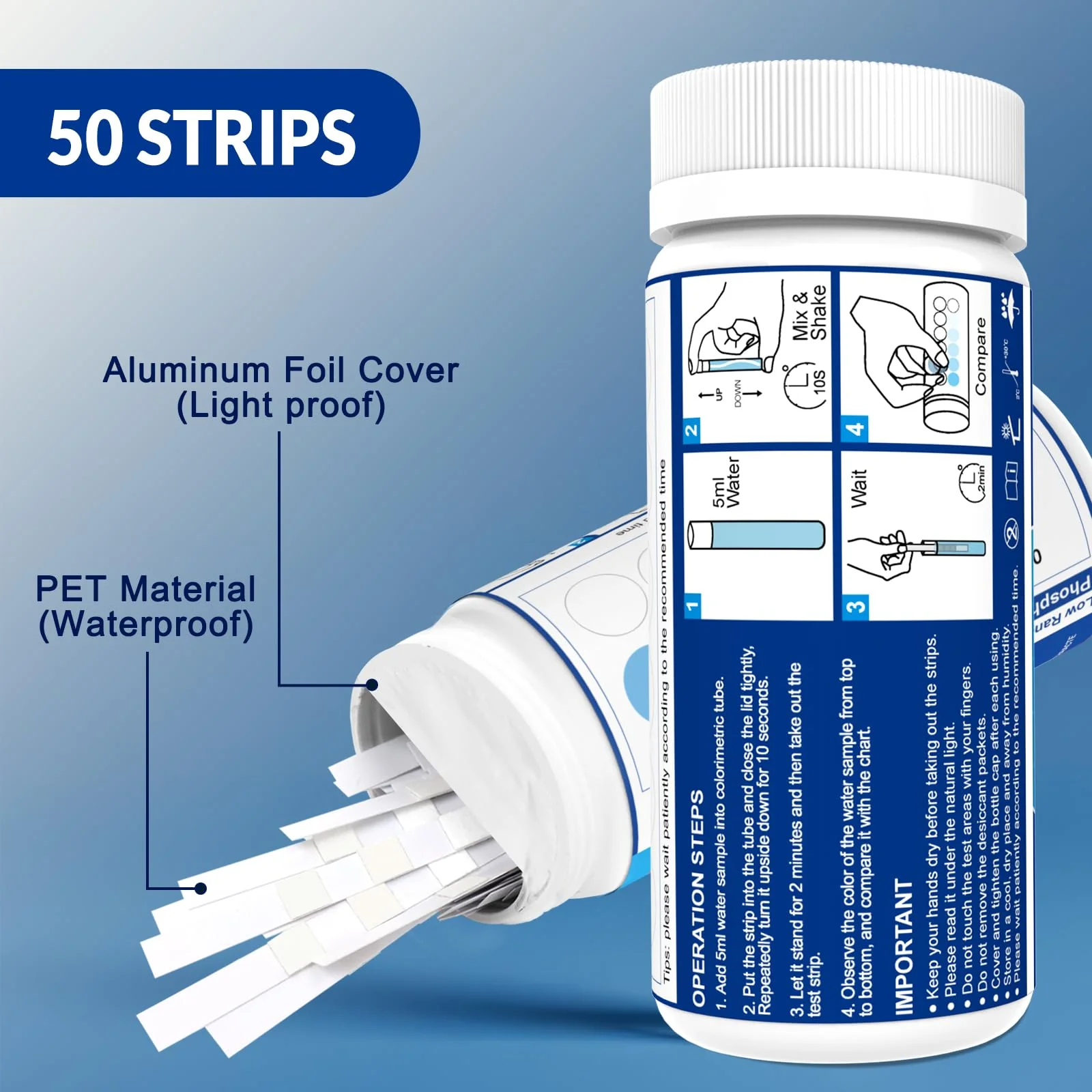 AKSBTEC Phosphate Test Kit - Pool Phosphate Test kit-50 Counts Phosphate Test Strips for Swimming Pool, Spa, Hot Tub,Aquarium,Fish Tank- Phosphate Test kit for Freshwater,Saltwater Testing - Image 4