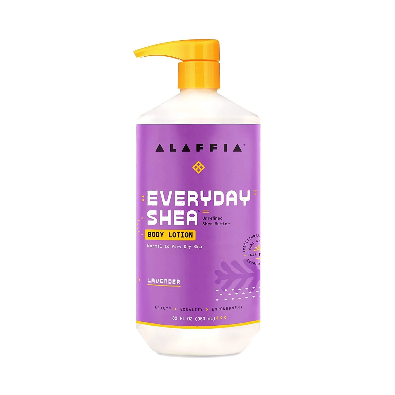 Alaffia Everyday Shea Body Lotion - Normal to Very Dry Skin, Moisturizing Support for Hydrated, Soft, and Supple Skin with Shea Butter and Lemongrass, Fair Trade, Lavender, 2 Pack - 32 Fl Oz Ea - Image 2