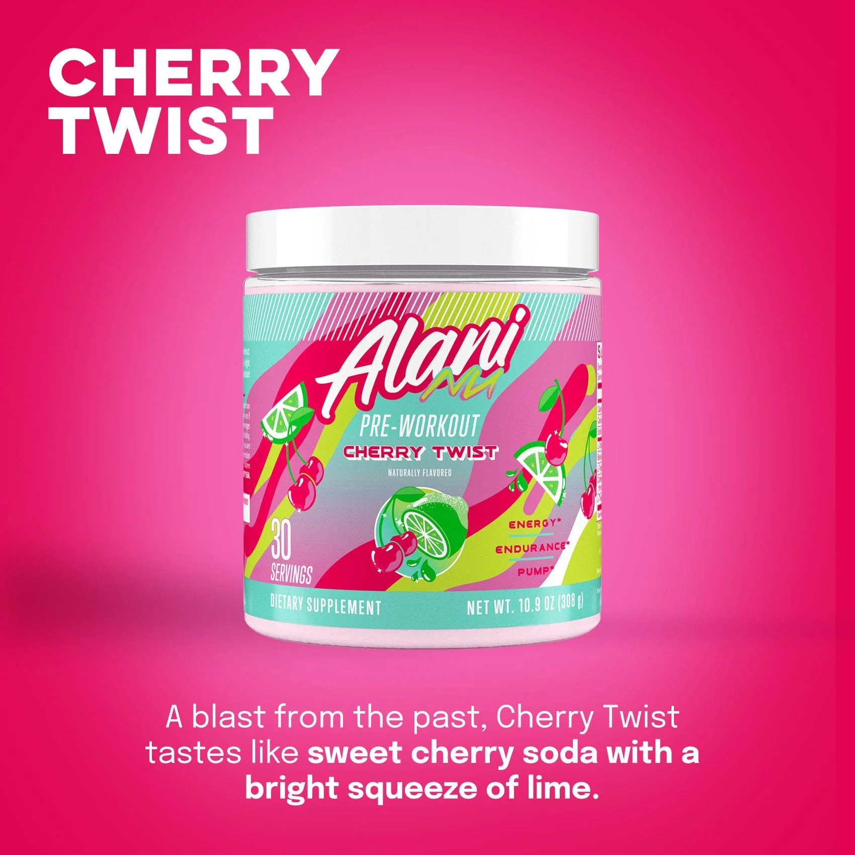 Alani Nu Pre Workout Powder Cherry Twist, Amino Energy Boost, Endurance Supplement, Sugar Free, 200mg Caffeine, L-Theanine, Beta-Alanine, L-Citrulline, 30 Servings - Image 3