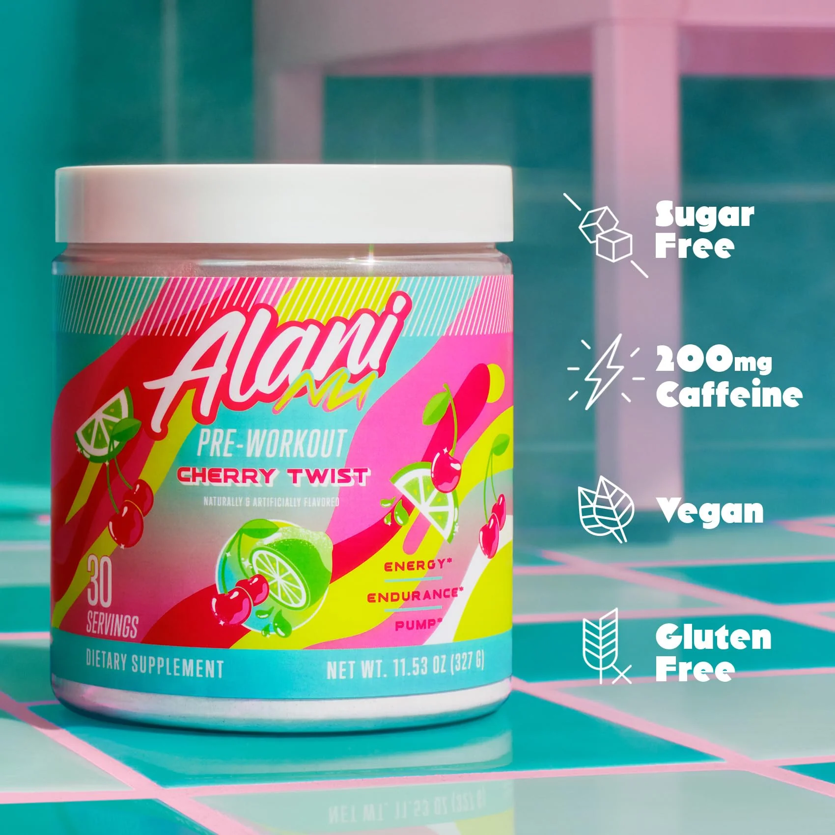 Alani Nu Pre Workout Powder Cherry Twist, Amino Energy Boost, Endurance Supplement, Sugar Free, 200mg Caffeine, L-Theanine, Beta-Alanine, L-Citrulline, 30 Servings - Image 4