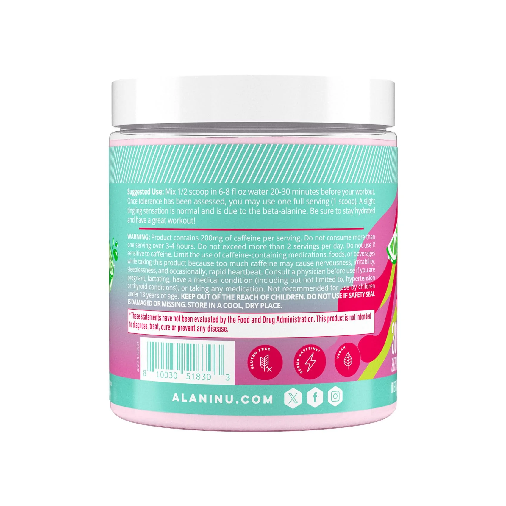 Alani Nu Pre Workout Powder Cherry Twist, Amino Energy Boost, Endurance Supplement, Sugar Free, 200mg Caffeine, L-Theanine, Beta-Alanine, L-Citrulline, 30 Servings - Image 7