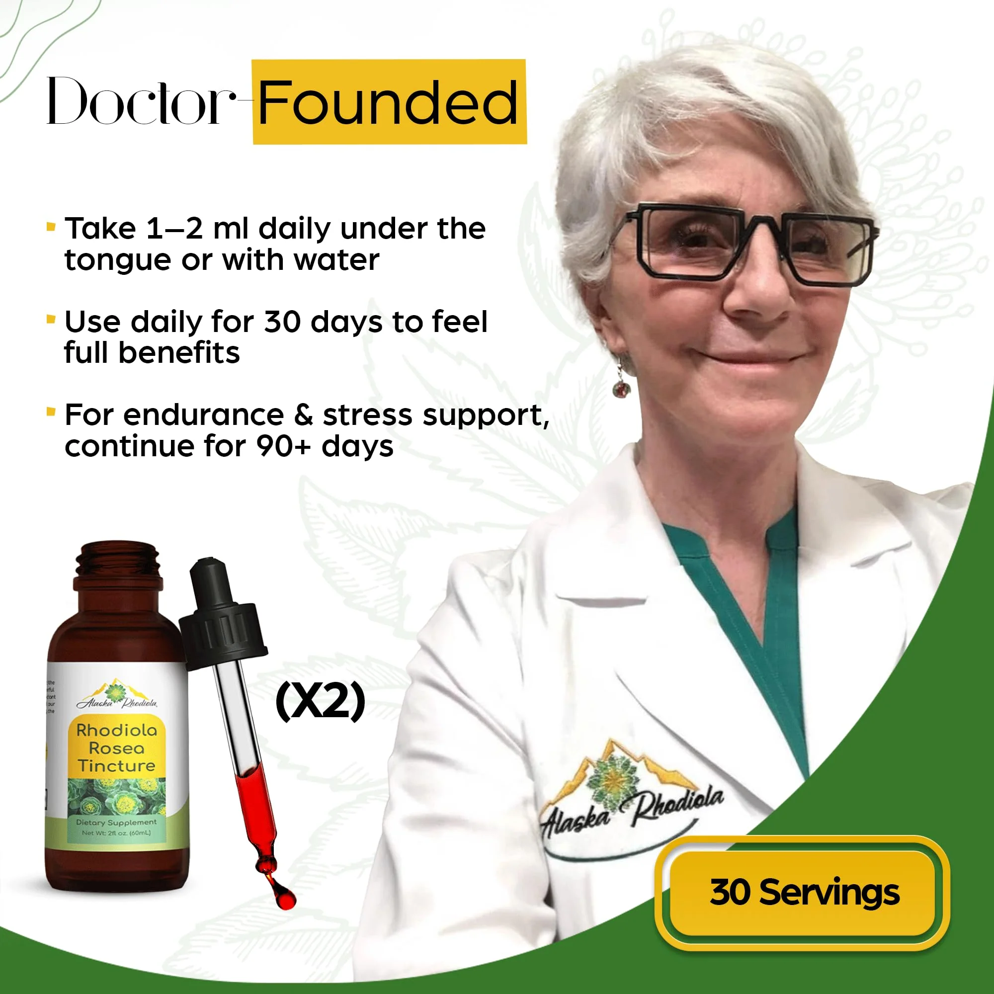 Alaskan Rhodiola Rosea Tincture – Natural Stress Support Rhodiola Supplement, Adaptogen for Energy & Mental Clarity, Liquid Extract for Anxiety & Focus – 2 oz - Image 2