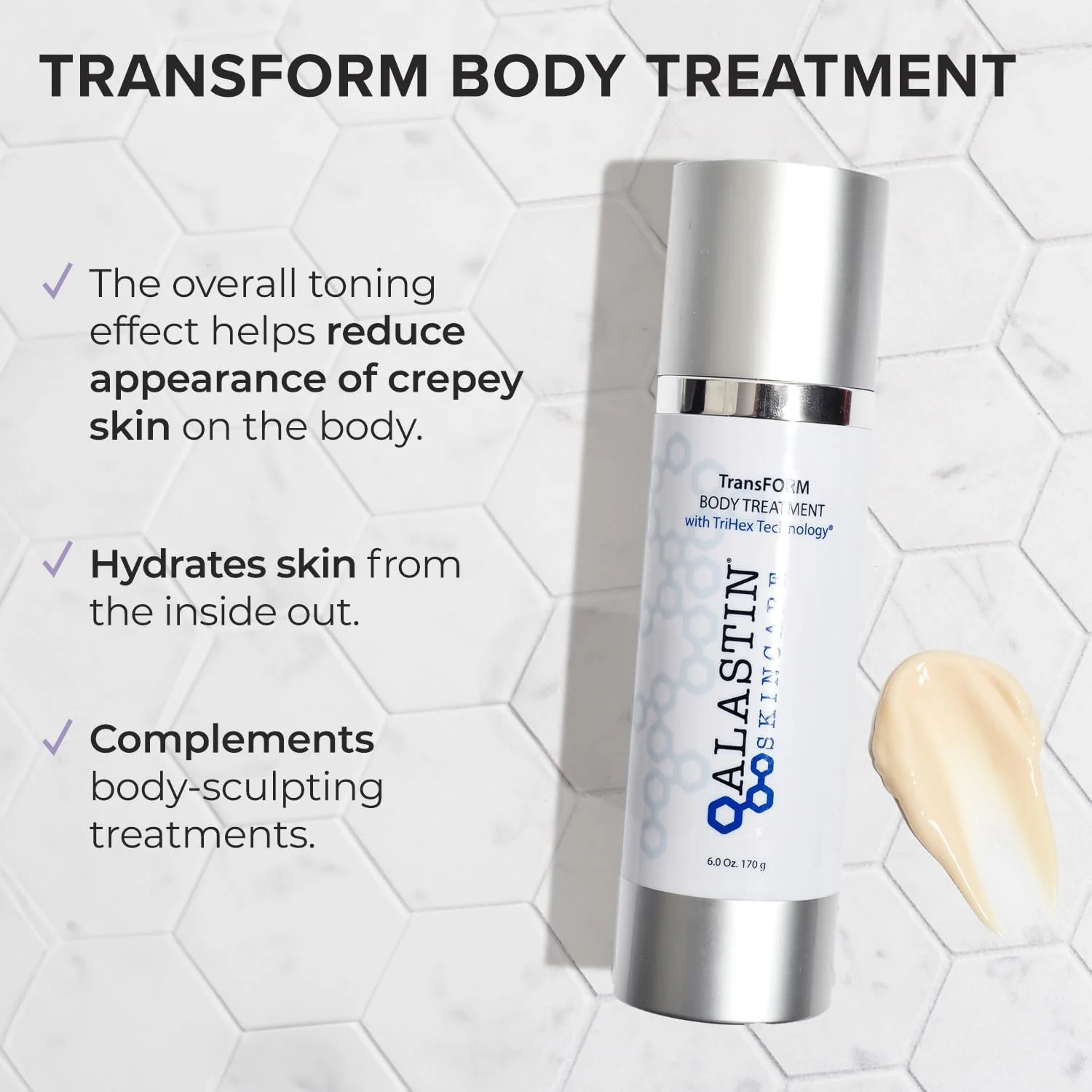 ALASTIN Skincare TransFORM Body Treatment Skin Firming Lotion (6 oz) Hydrating Cream Moisturizer to Help Erase Signs of Aging | Repair Crepey Skin - Image 4