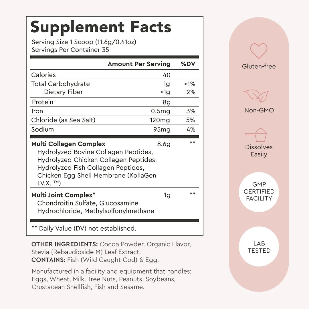 Alaya Multi Collagen Powder - Type I, II, III, V, X Hydrolyzed Collagen Peptides Protein Powder Supplement with MSM + GC (Chocolate) - Image 7