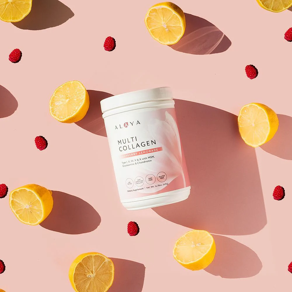 Alaya Multi Collagen Powder - Type I, II, III, V, X Hydrolyzed Collagen Peptides Protein Powder Supplement with MSM + GC (Raspberry Lemonade) - Image 4