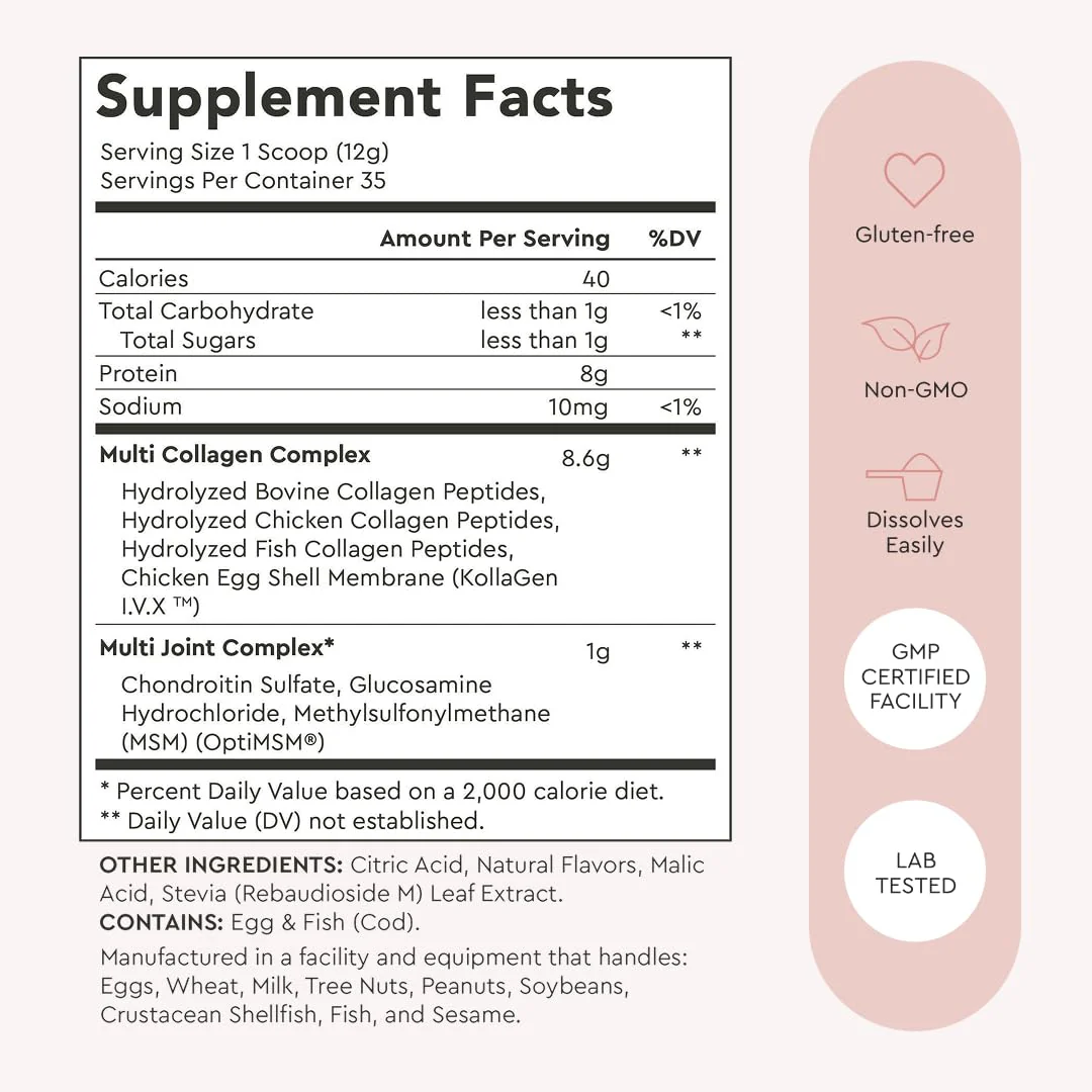 Alaya Multi Collagen Powder - Type I, II, III, V, X Hydrolyzed Collagen Peptides Protein Powder Supplement with MSM + GC (Raspberry Lemonade) - Image 5