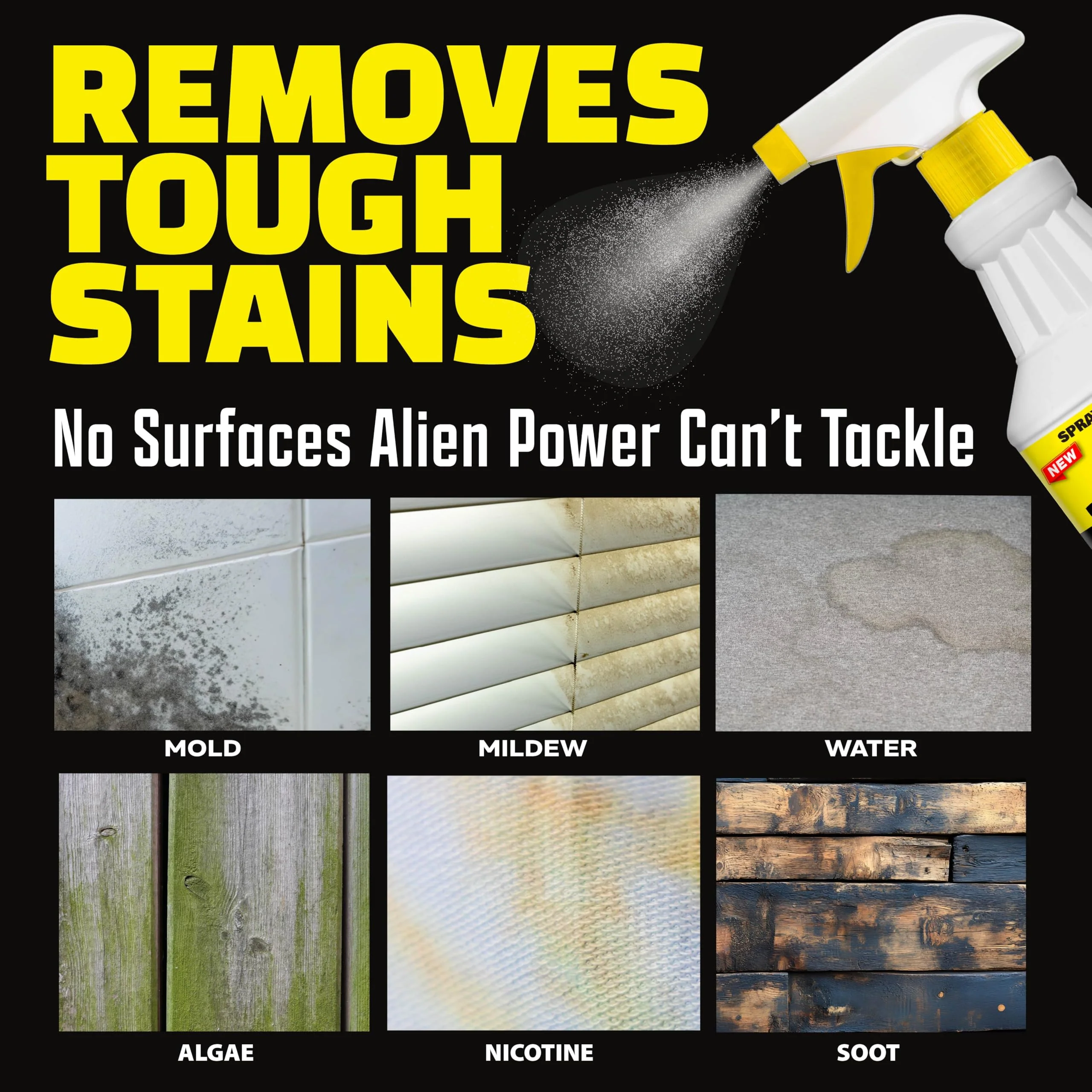 Alien Power Instant Stain Remover Spray for Mold and Mildew and Grout, All Purpose No-Scrub Cleaner for Bathroom & Household Surfaces, Tiles, Wall & Washing Machines - 3 Packets (Makes 72 Fl Oz) - Image 5