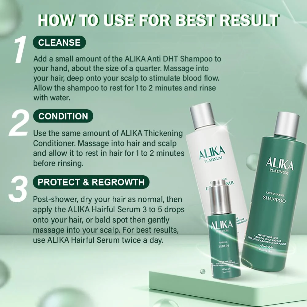 ALIKA Shampoo, Conditioner, And Serum Set Hair Growth, Grow Gorgeous Hair Growth, Hair Loss Treatments for Women, Men, Suitable For Dry, Oily, Normal Scalp - Image 4