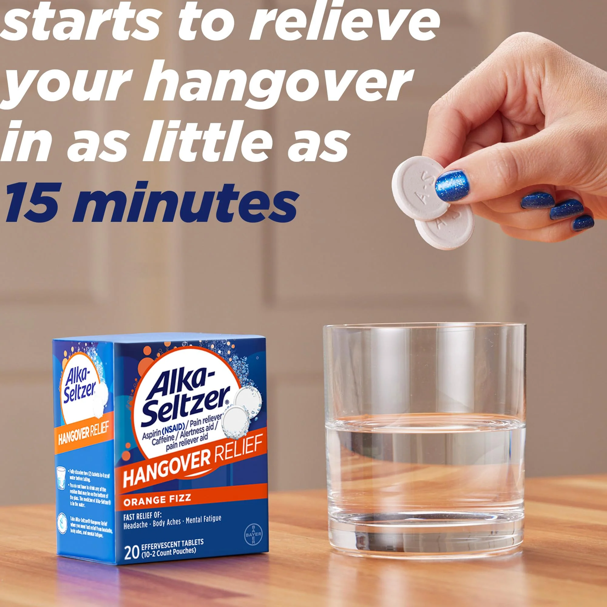 Alka-Seltzer Hangover Relief Tablets, Fast Relief Starts In About 15 Minutes for Headaches, Body Aches & Mental Fatigue, Bachelorette & Bachelor Party Packs 60 Count (3 Boxes, 20 Tablets Each) - Image 4