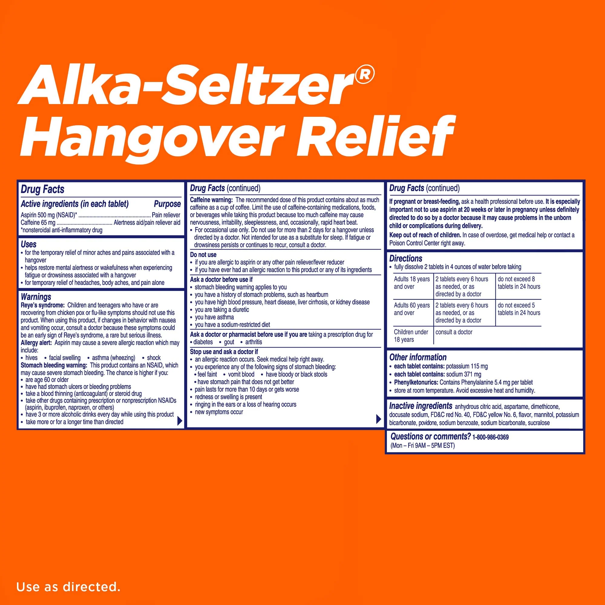 Alka-Seltzer Hangover Relief Tablets, Fast Relief Starts In About 15 Minutes for Headaches, Body Aches & Mental Fatigue, Bachelorette & Bachelor Party Packs 60 Count (3 Boxes, 20 Tablets Each) - Image 6