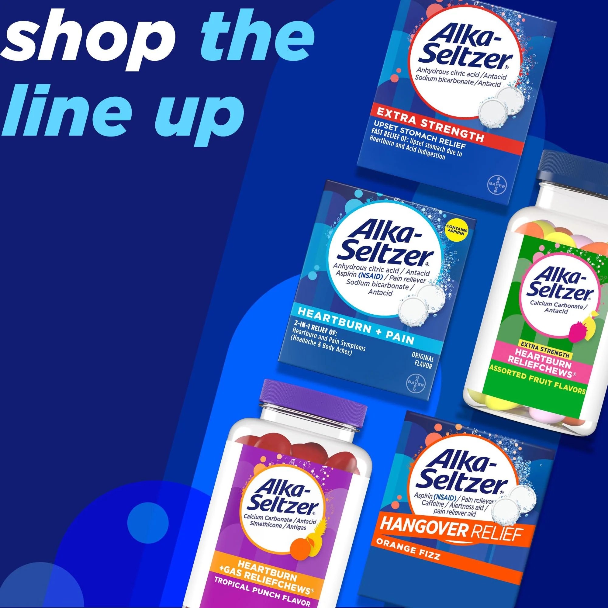 Alka-Seltzer Heartburn + Pain Effervescent Aspirin + Antacid Tablets, Fast Heartburn Relief and Acid Indigestion Relief, Pain Relief with Aspirin, 12 Ct - Image 7