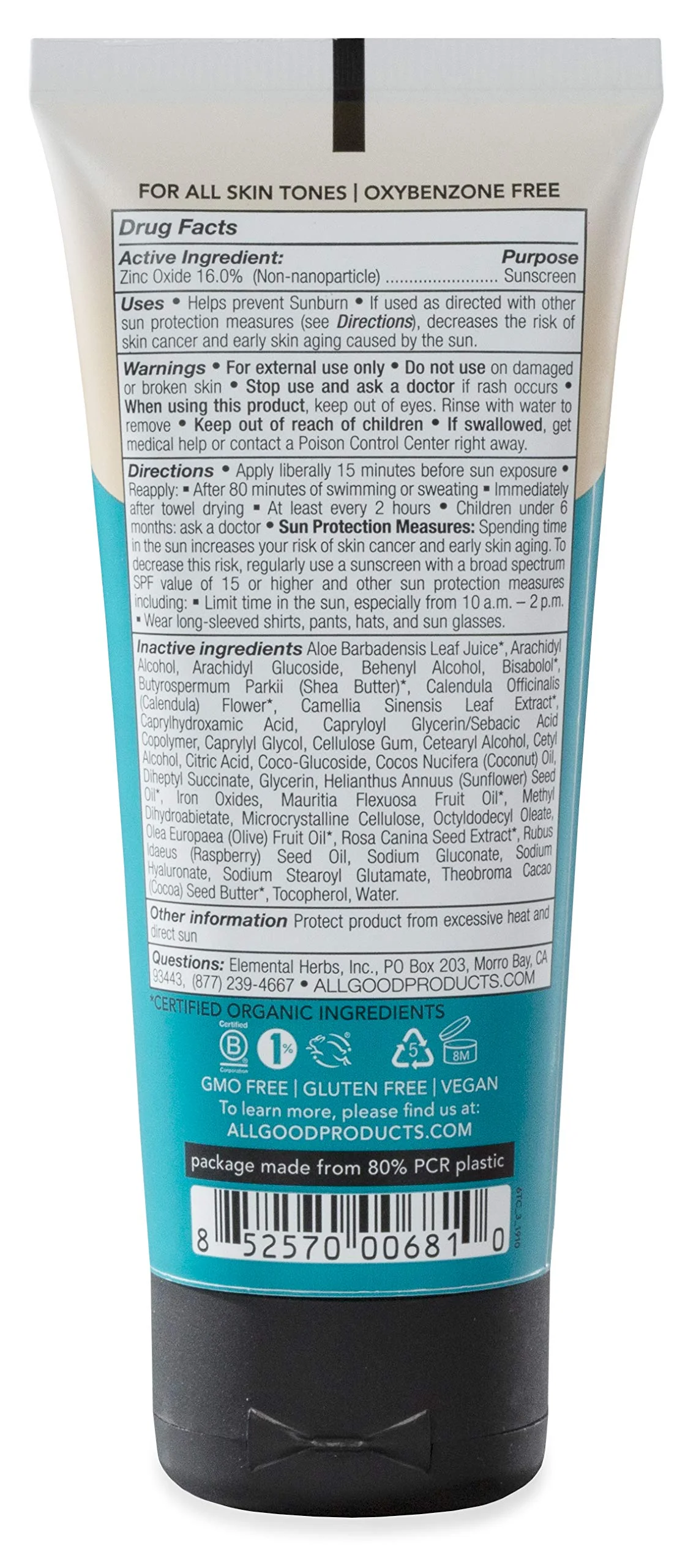 All Good Sunscreen - Tinted Mineral Sunscreen for Face & Body - SPF 30, Water Resistant, Coral Reef Friendly, Coconut Oil, Jojoba Oil, Shea Butter, Aloe 3 oz (2-Pack) - Image 3