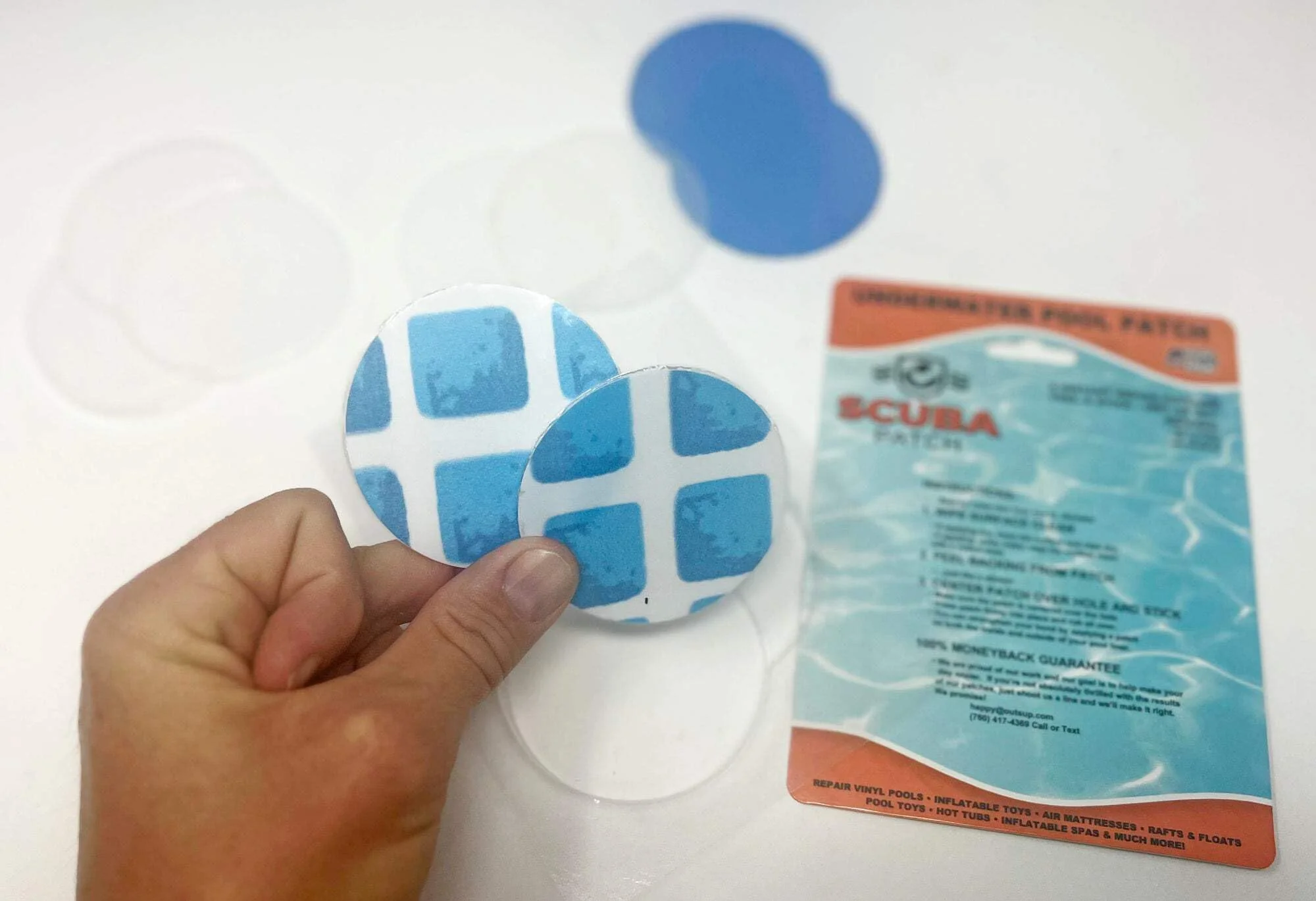 All-in-One Repair Kit for Above-Ground Pools | Fast, Underwater-Capable Peel-and-Stick OR Adhesive Glue-Down Vinyl Patches & for Easy Set and Frame Pools 2-1/2 Inch Peel and Stick - Image 2