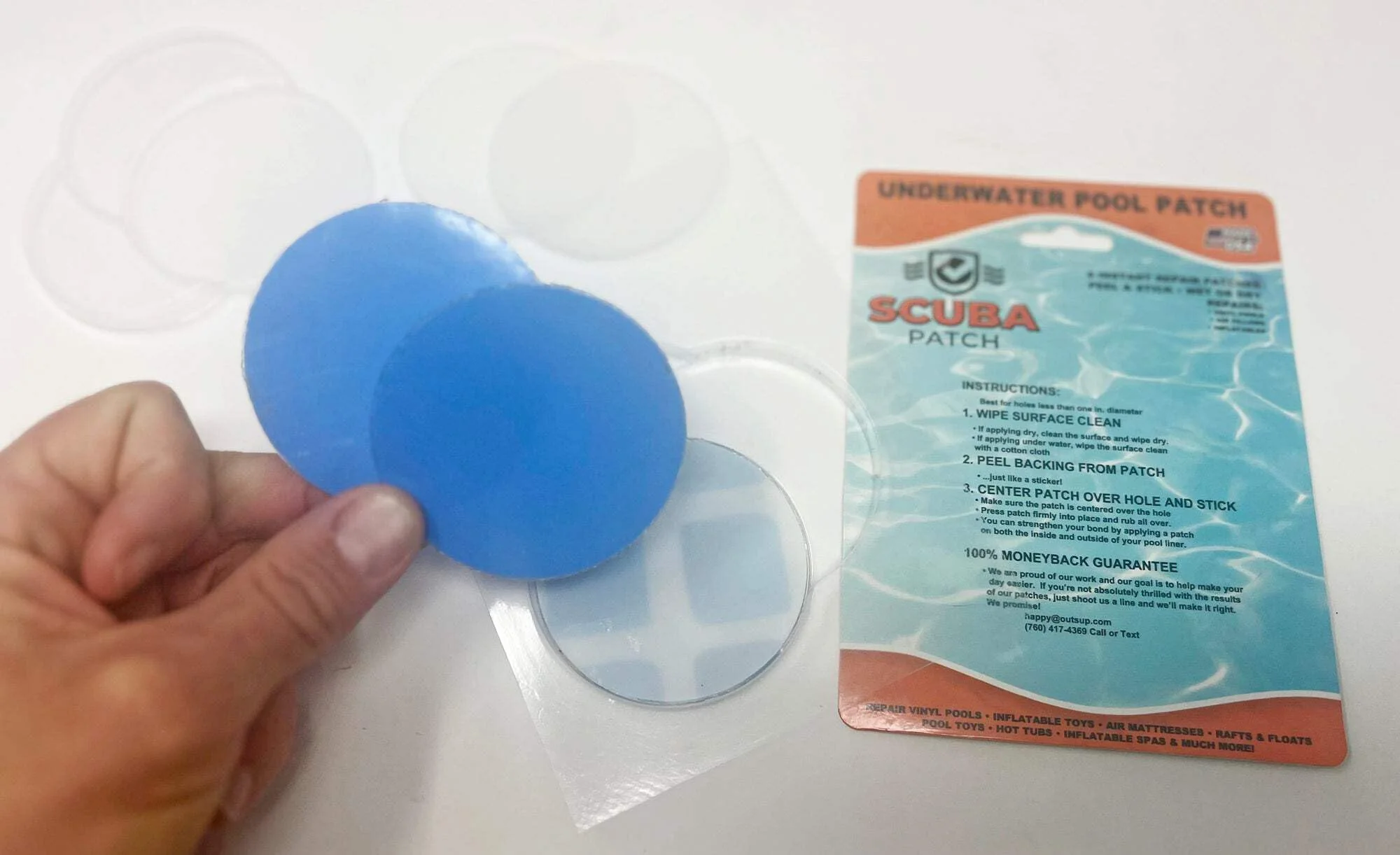 All-in-One Repair Kit for Above-Ground Pools | Fast, Underwater-Capable Peel-and-Stick OR Adhesive Glue-Down Vinyl Patches & for Easy Set and Frame Pools 4 Inch Peel and Stick - Image 3