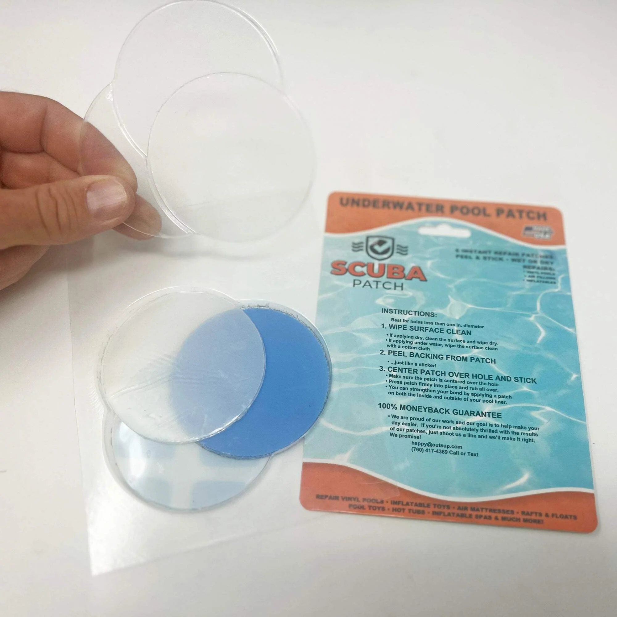 All-in-One Repair Kit for Above-Ground Pools | Fast, Underwater-Capable Peel-and-Stick OR Adhesive Glue-Down Vinyl Patches & for Easy Set and Frame Pools 4 Inch Peel and Stick - Image 5
