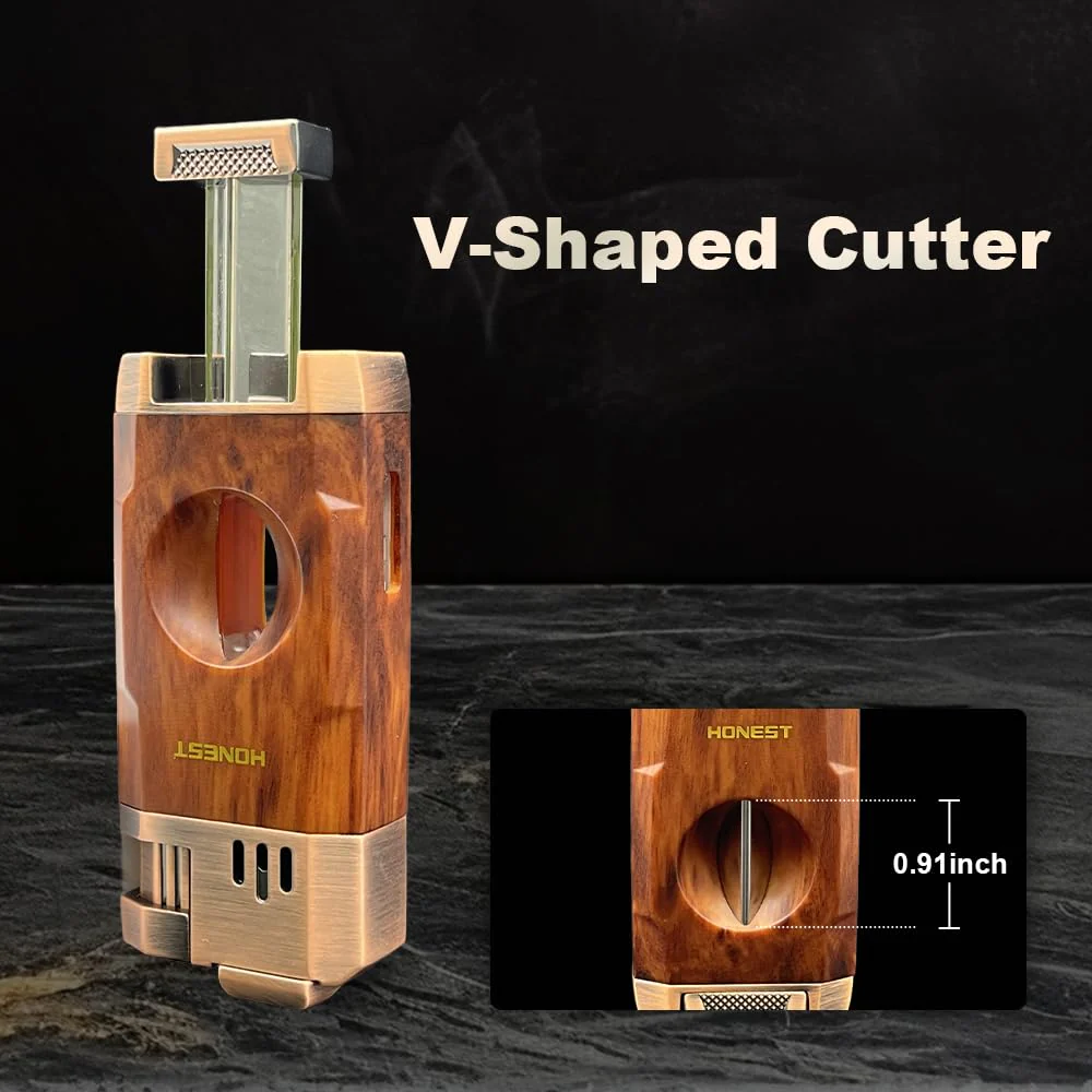 All-in-One Windproof Outdoor Lighter with Dual Jet Flame Built-in Cutter, Butane Refillable and Flames Adjustable, Visible Gas Tank, Portable for Travel, Candle Lovers, Box Included - Image 7