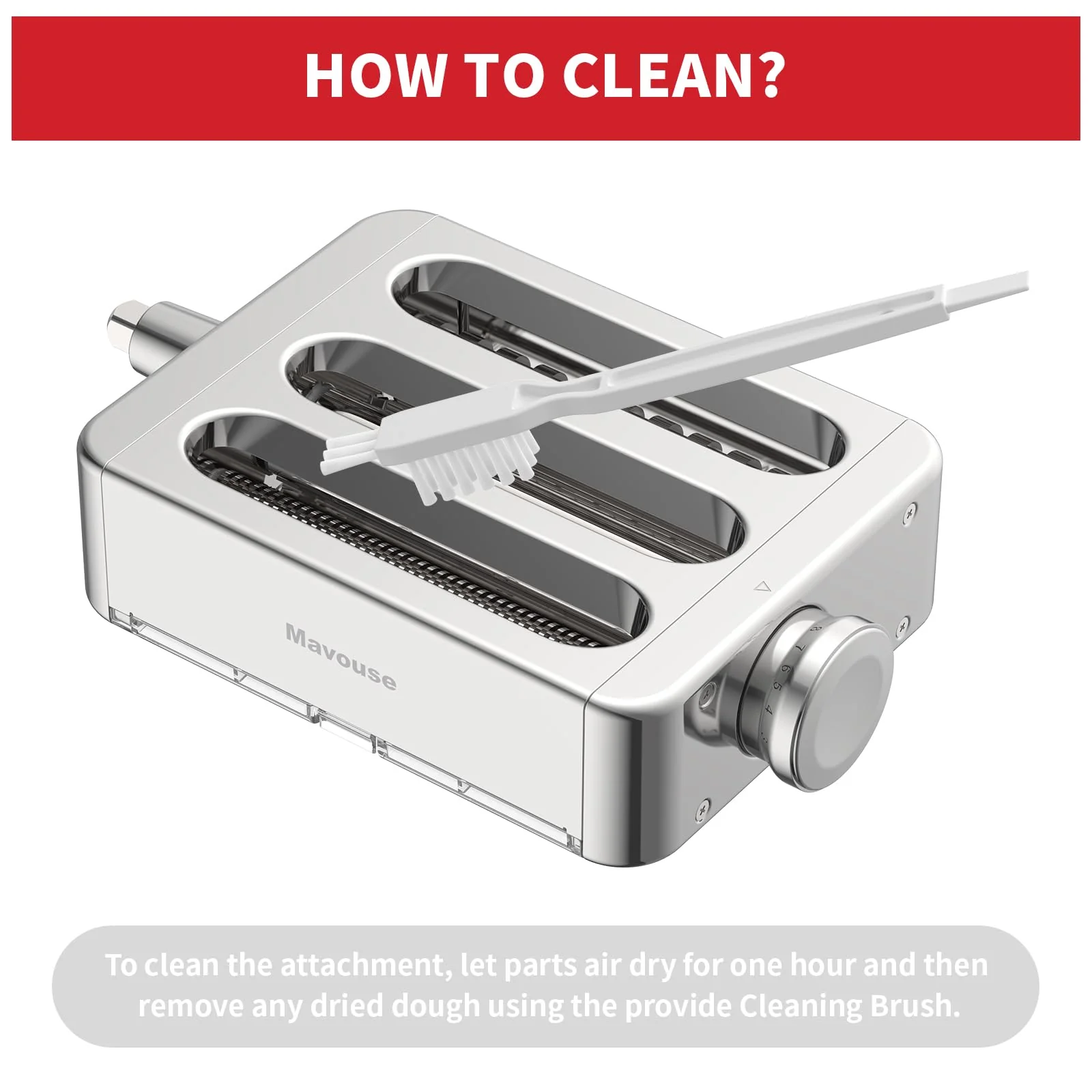 All Metal Pasta Attachment 3 In 1 Set For Kitchenaid Stand Mixer, Included Pasta Sheet Roller, Spaghetti Cutter, Fettuccine Cutter Maker Accessories And Cleaning Brush - Image 7
