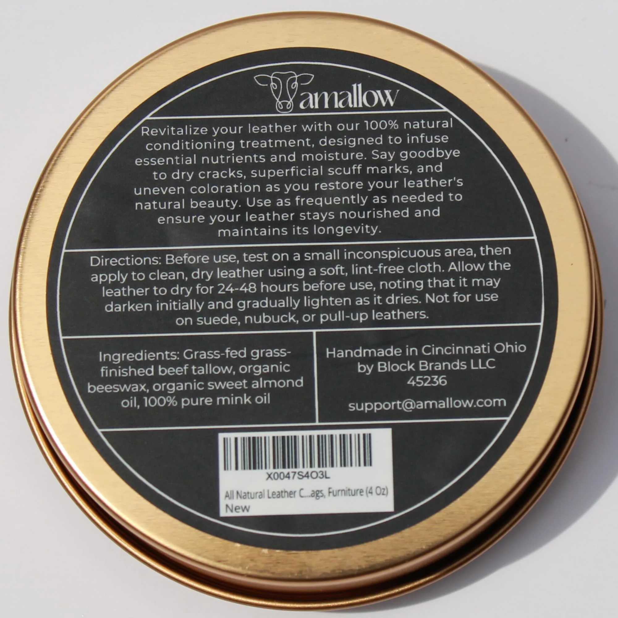 All Natural Leather Conditioner Balm - Made with Mink Oil, Tallow, & Beeswax, Protects, Softens Restores and Waterproofs Leather Shoes, Boots, Bags, Furniture (4 Oz) - Image 2