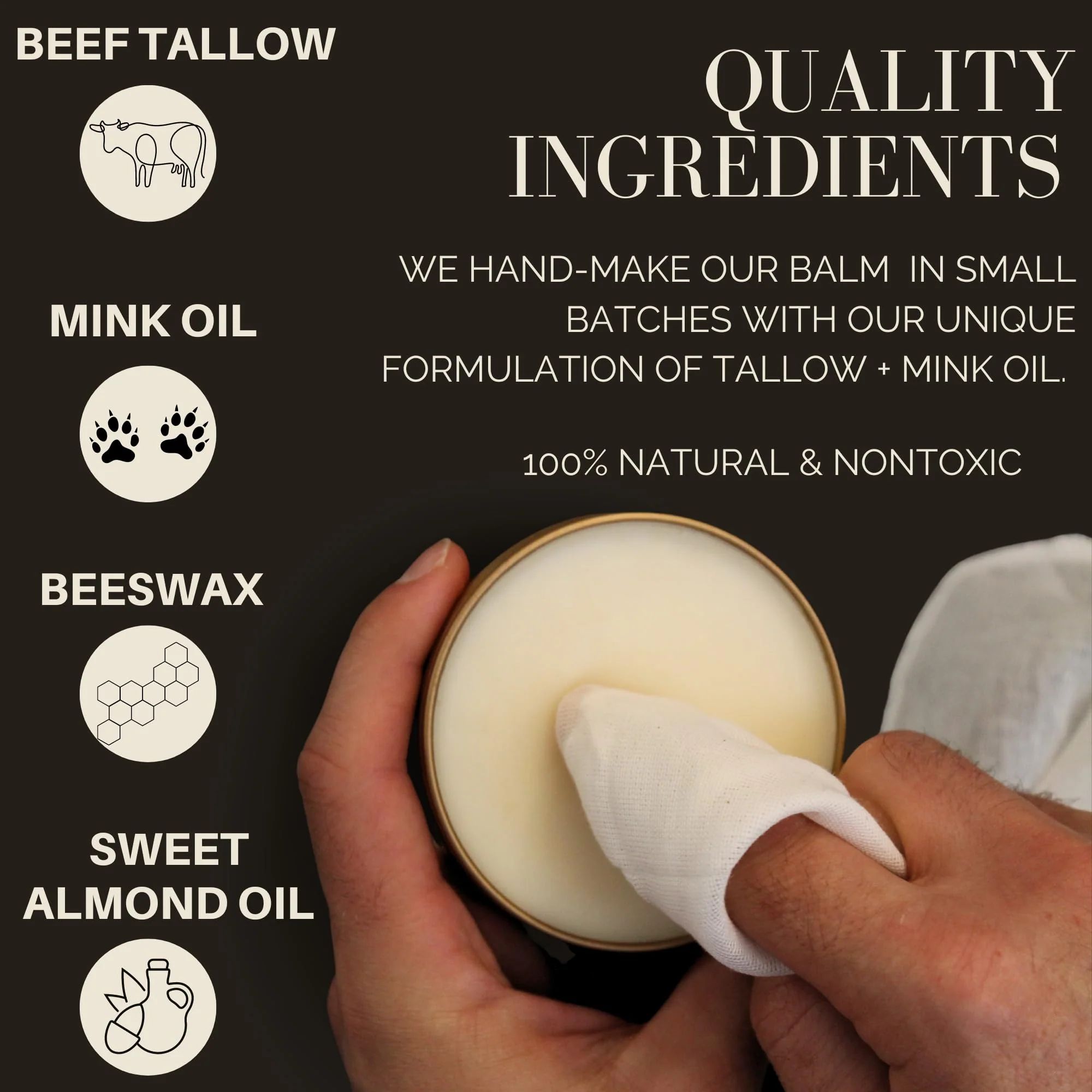 All Natural Leather Conditioner Balm - Made with Mink Oil, Tallow, & Beeswax, Protects, Softens Restores and Waterproofs Leather Shoes, Boots, Bags, Furniture (4 Oz) - Image 6