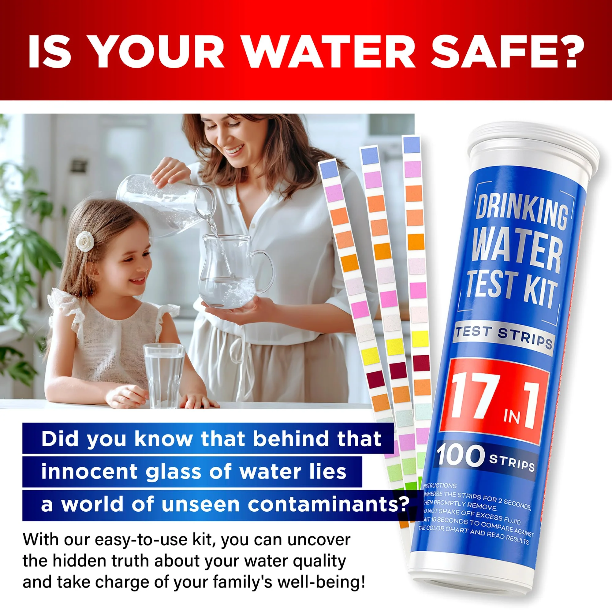 All-New 20 in 1 Drinking Water Testing Kit 120 Strips, Home Tap and Well Water Test Kit for Hardness, Lead, Iron, Copper, Chlorine, Fluoride - Image 3