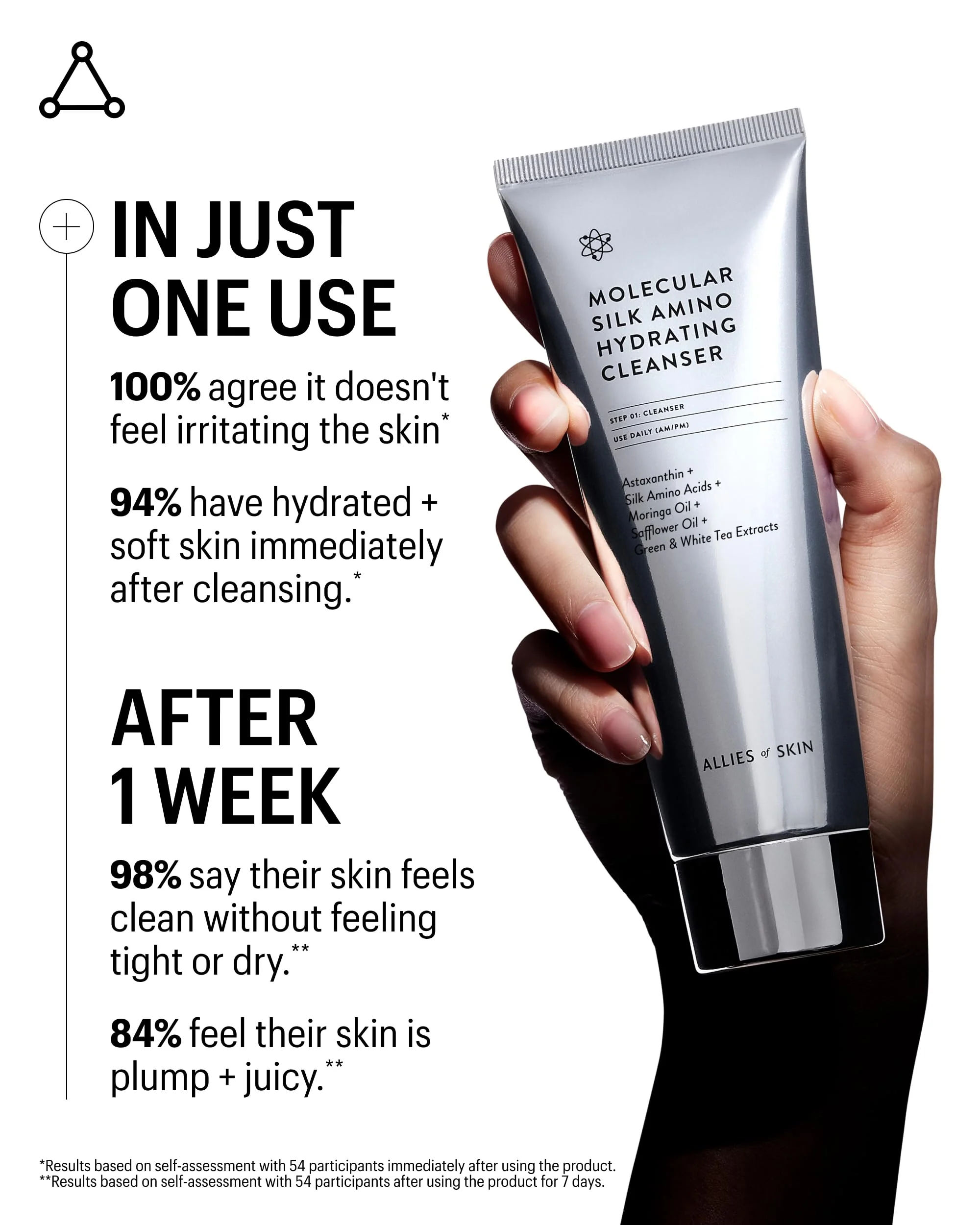 Allies of Skin Hydrating Silk Amino Face Cleanser | Gentle Daily Face Wash with Vitamin C, Astaxanthin & Moringa Oil | Moisturizing and Silky Soft for Dry and Sensitive Skin, 3.4 fl oz - Image 8
