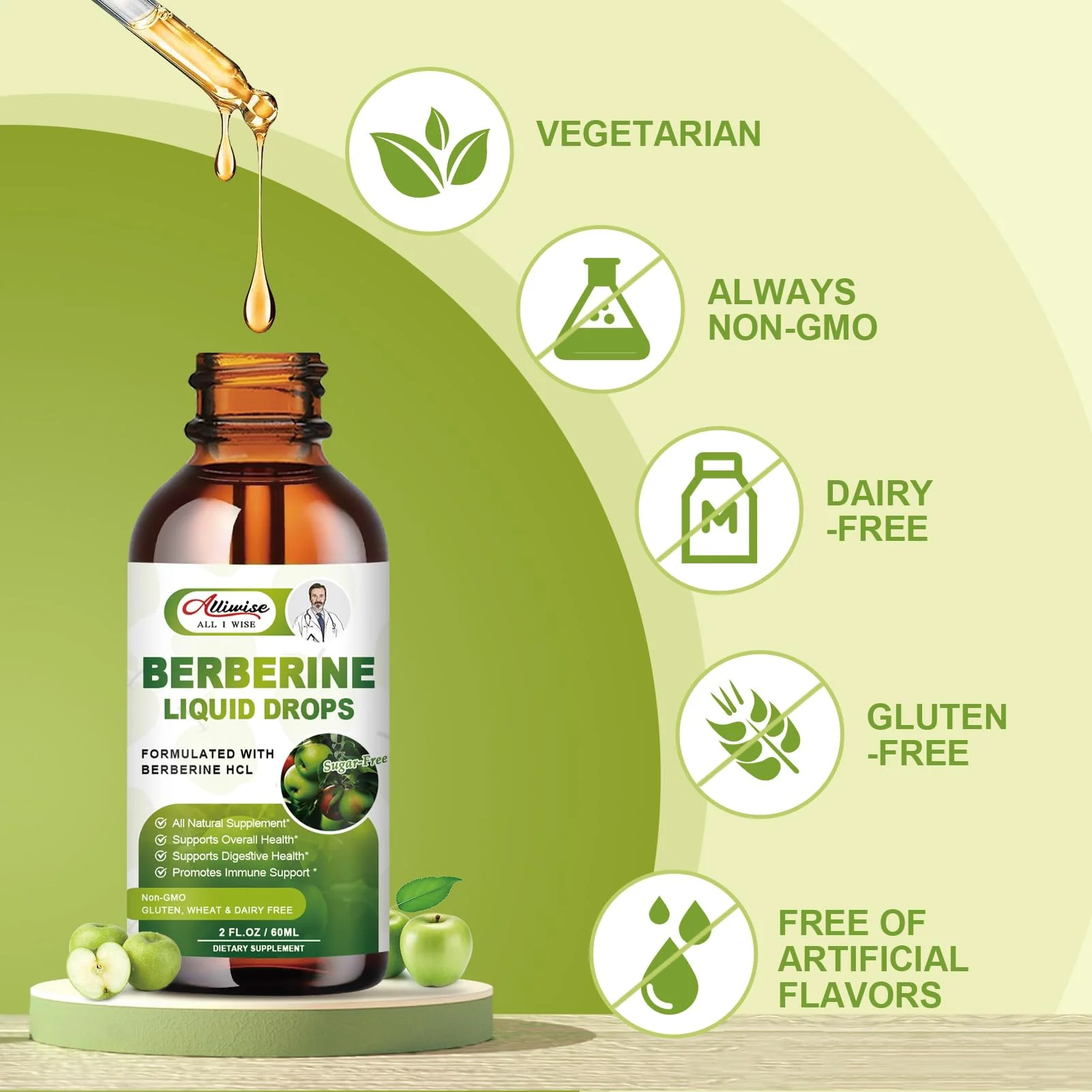 Alliwise 2 Pack Berberine Supplement Liquid Drops for Immune System & Digestive System Supports -Premium Berberine HCL 1500mg with Pure Ceylon Cinnamon -4 Fl Oz - Image 6