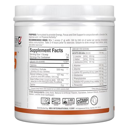 ALLMAX ACUTS Amino Energy Powder with Amino Acids Supplement, Sweet Tea, 30 Servings, Caffeine, Green Coffee Extract, 2000 mg Taurine, L-Carnitine, Sugar Free, Gluten & Dye Free, Amino Acid Drink - Image 9