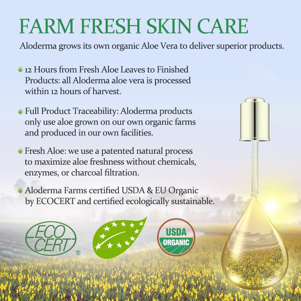 Aloderma 99% Organic Pure Aloe Vera Gel Made within 12 Hours of Harvest, 17.6oz Value Pump, Lightweight Non-Sticky Aloe Vera Gel for Sunburn Relief, Natural, Soothing Aloe Vera for Face & Hair - Image 6
