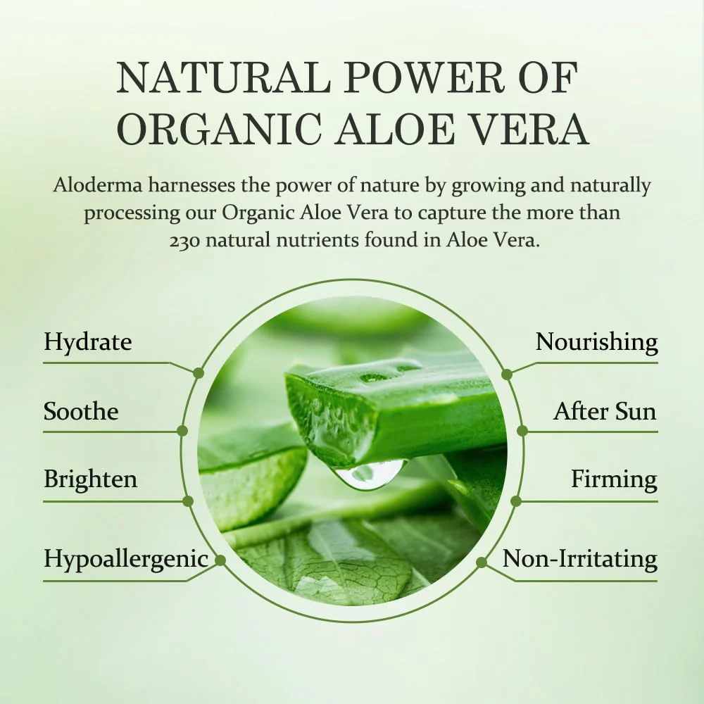 Aloderma 99% Organic Pure Aloe Vera Gel Made within 12 Hours of Harvest, 17.6oz Value Pump, Lightweight Non-Sticky Aloe Vera Gel for Sunburn Relief, Natural, Soothing Aloe Vera for Face & Hair - Image 7
