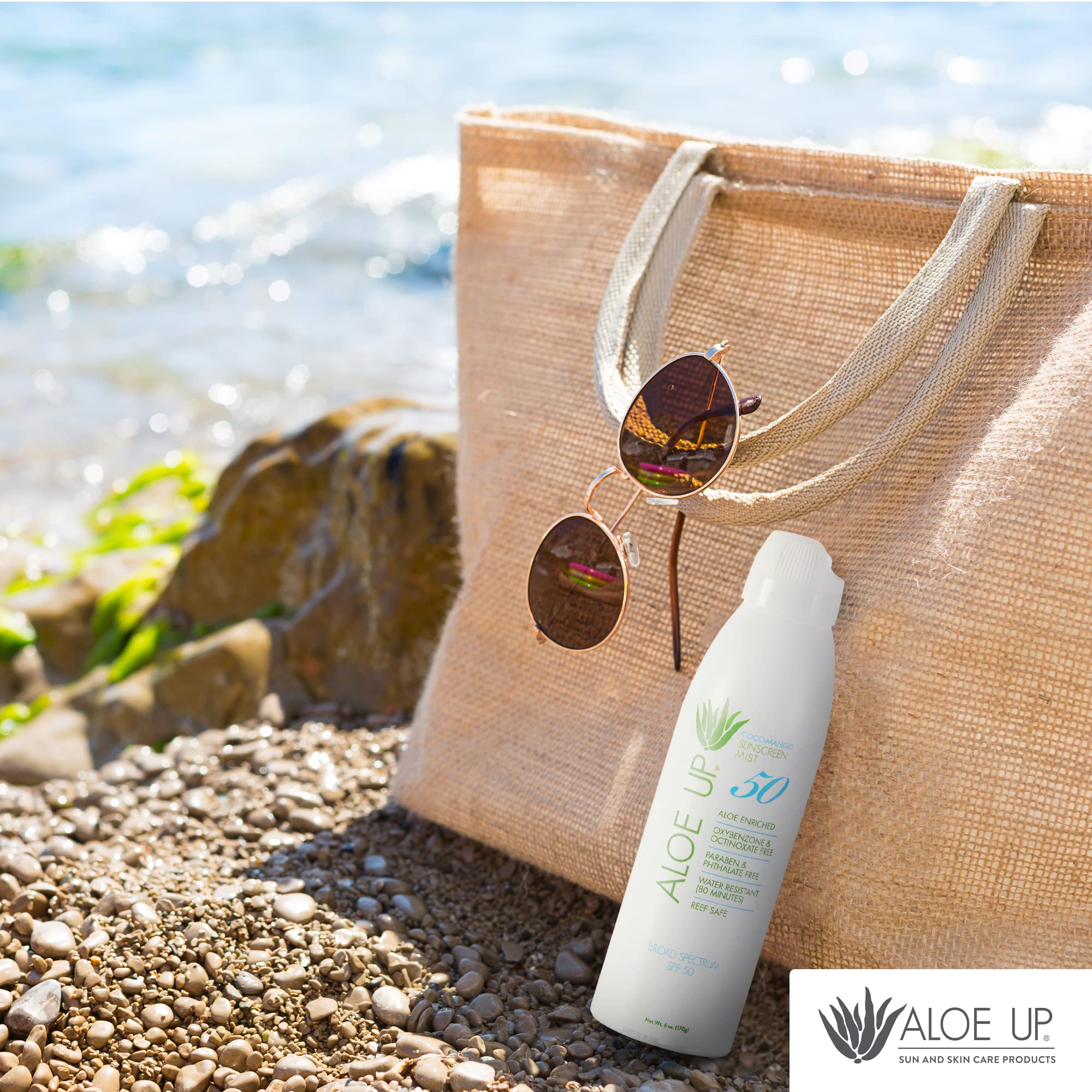 Aloe Up White Collection Continuous Sunscreen Spray SPF 50 Broad Spectrum UVA/UVB Sunscreen Protector for Face and Body with Moisturizing Aloe Vera Gel Reef Safe Coco Mango Fragrance 5.5 Fl. Oz - Image 2