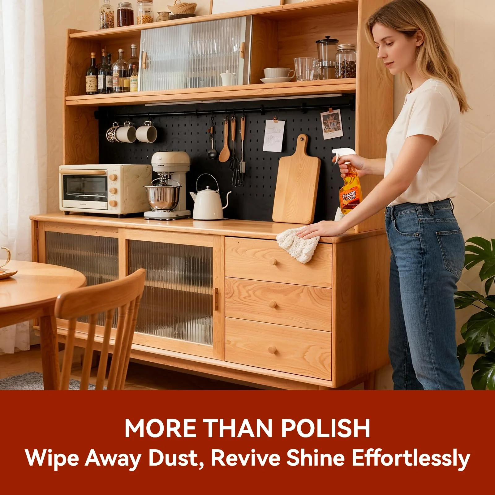 Alofoyo 2-in-1 Furniture Polish Wood Cleaner - 2Pack Natural Orange Oil Spray Protect Wood Surface Safely, Enhanced Furniture Restorer Finish Cabinets, Tables, Antique, Floor, 32oz Total - Image 3