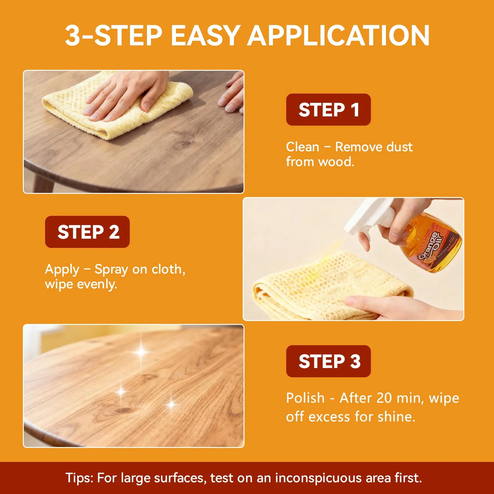 Alofoyo 2-in-1 Furniture Polish Wood Cleaner - 2Pack Natural Orange Oil Spray Protect Wood Surface Safely, Enhanced Furniture Restorer Finish Cabinets, Tables, Antique, Floor, 32oz Total - Image 4