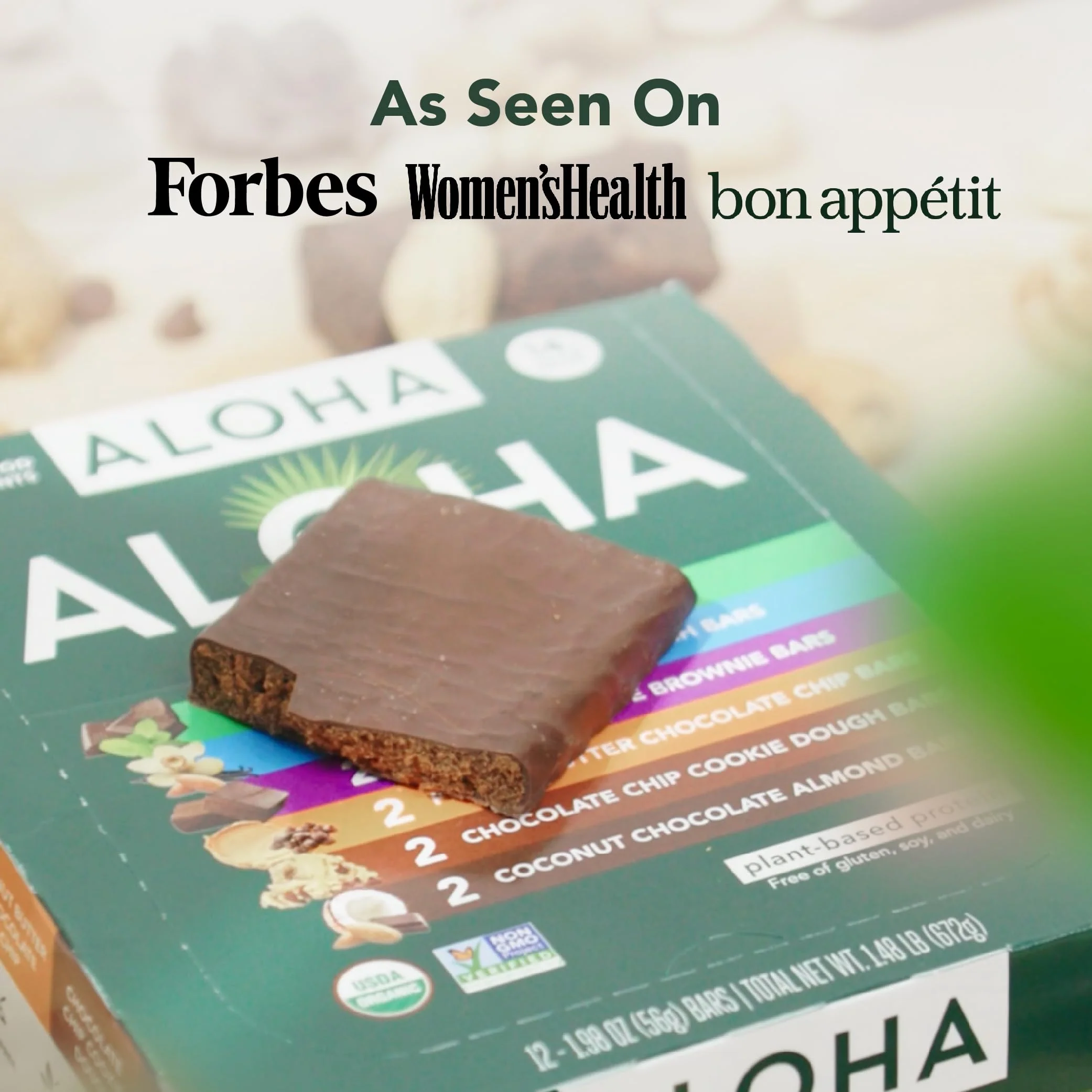 ALOHA Organic Plant Based Protein Bars - 6 Flavor Variety Pack - 12 Count, 1.9oz Bars - Vegan Snacks, Low Sugar, Gluten-Free, Low Carb, Paleo, Non-GMO, Stevia-Free, No Sugar Alcohol Sweeteners - Image 7