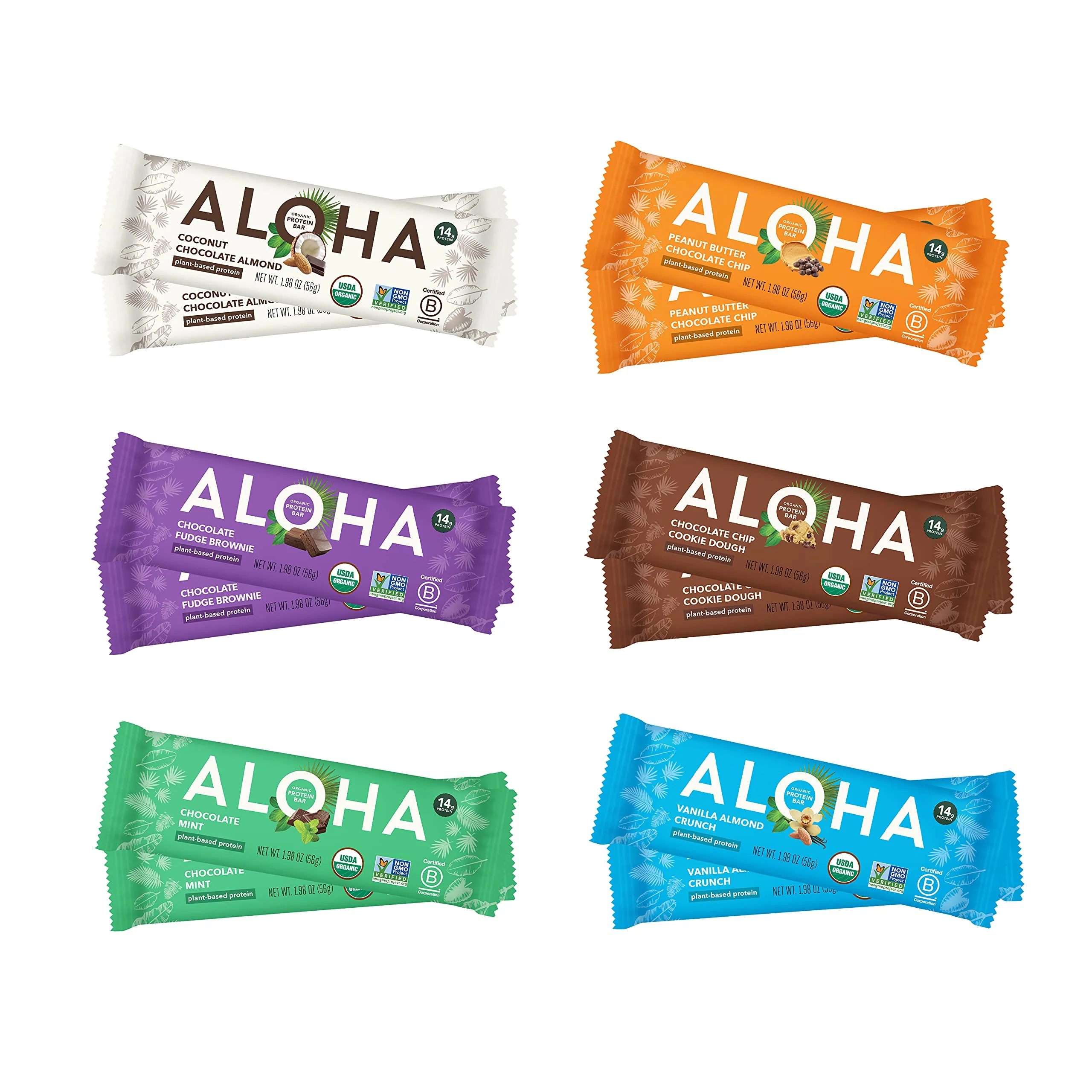 ALOHA Organic Plant Based Protein Bars - 6 Flavor Variety Pack - 12 Count, 1.9oz Bars - Vegan Snacks, Low Sugar, Gluten-Free, Low Carb, Paleo, Non-GMO, Stevia-Free, No Sugar Alcohol Sweeteners - Image 8