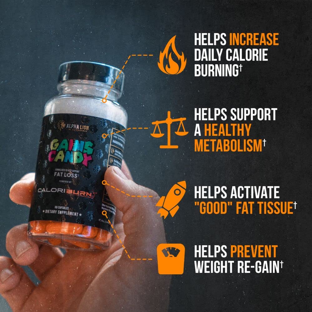 ALPHA LION Gains Candy, Pills that Support Weight Loss, Energy Supplements, 100% Natural Extract, Calorie Burning, Regulates Healthy Metabolism, 60 Capsules (Fat Loss - CaloriBurn®) - Image 8