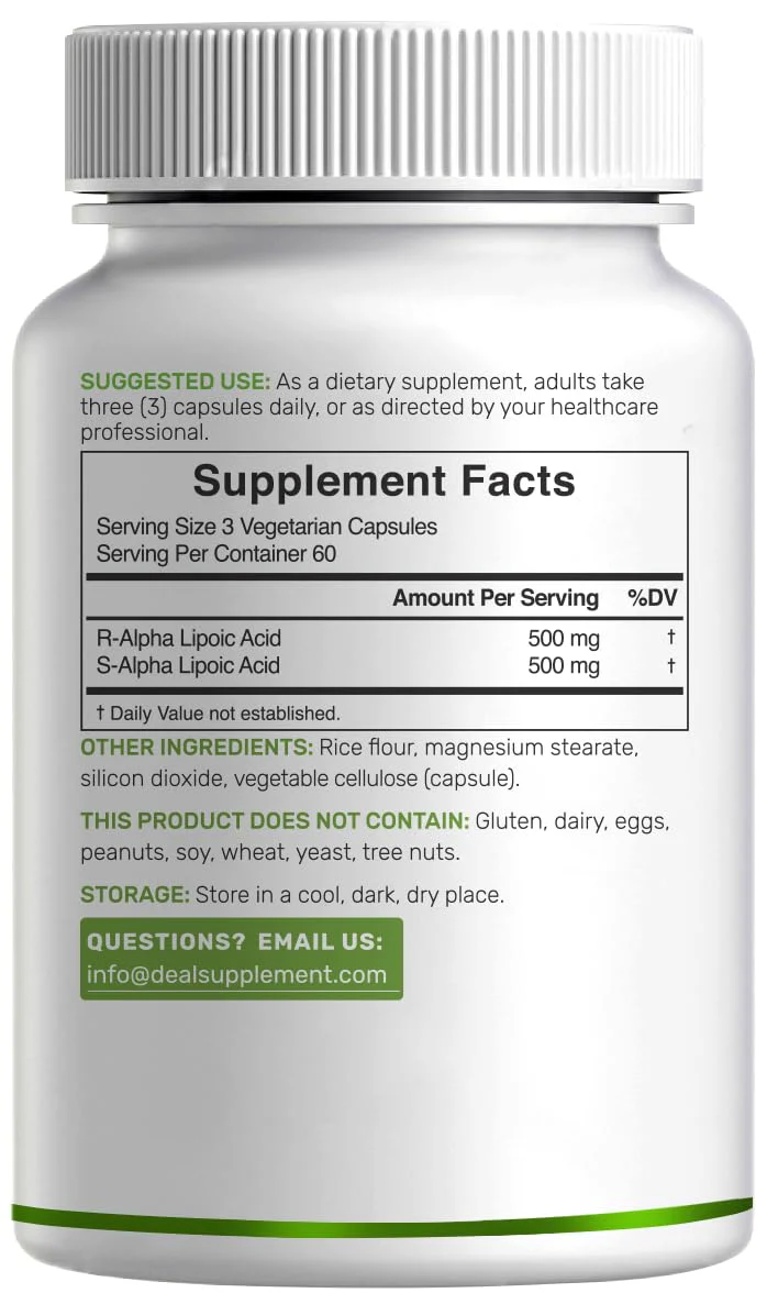 Alpha Lipoic Acid 1,000mg, 180 Veggie Capsules – 50/50 R-ALA & S-ALA for Max Bioavailability – Antioxidant Supplement – Energy & Nervous System Support – Non-GMO - Image 3
