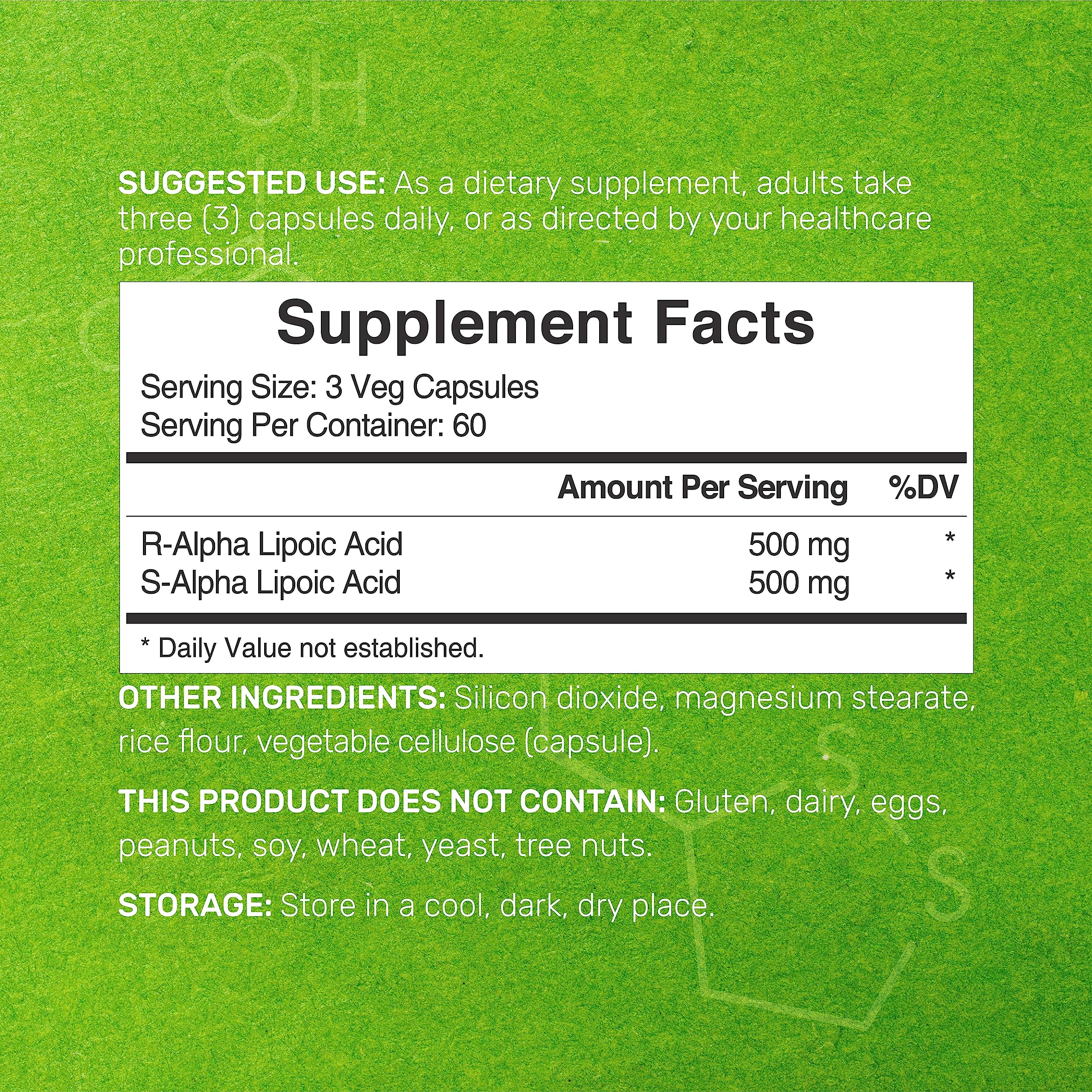 Alpha Lipoic Acid 1,000mg, 180 Veggie Capsules – 50/50 R-ALA & S-ALA for Max Bioavailability – Antioxidant Supplement – Energy & Nervous System Support – Non-GMO - Image 7