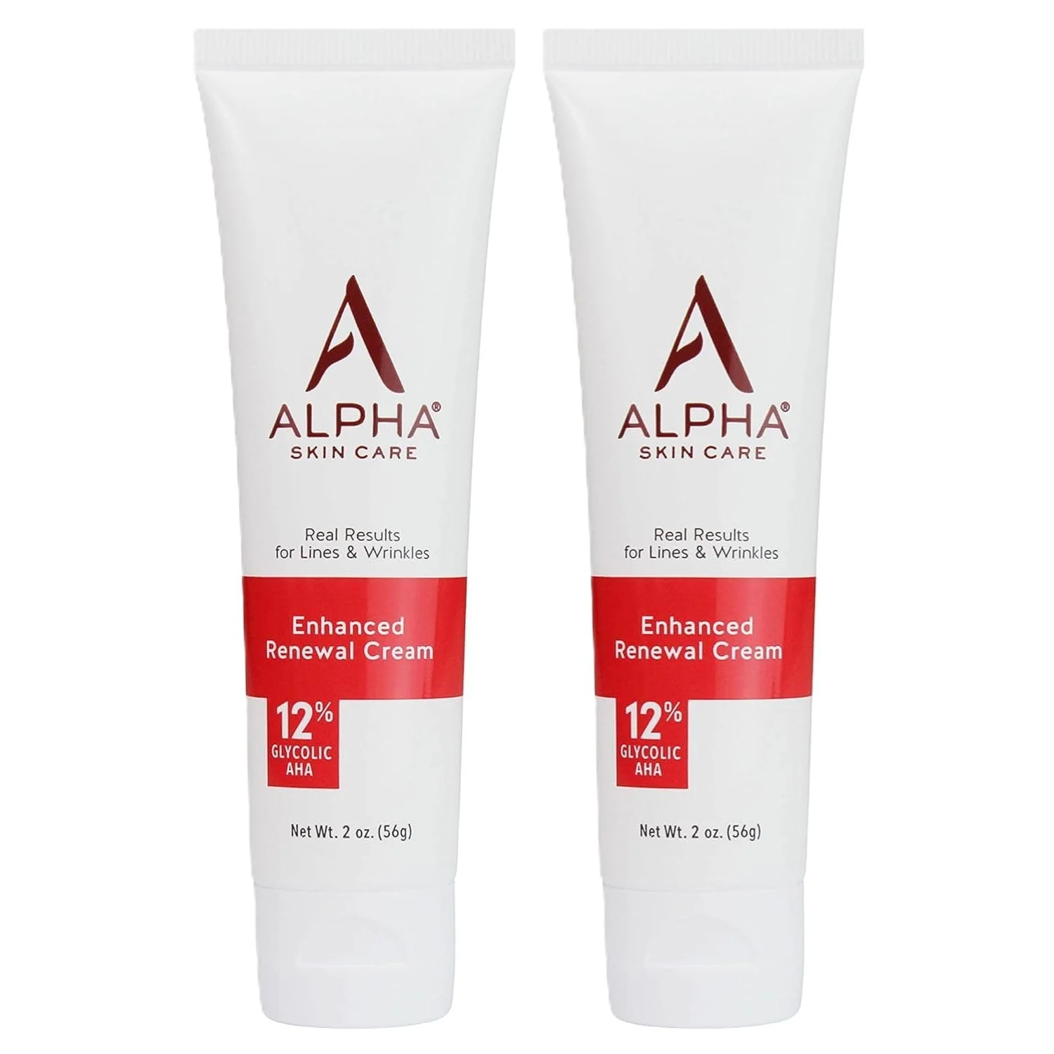 Alpha Skin Care Enhanced Renewal Cream, Anti-Aging Formula, 12% Glycolic Alpha Hydroxy Acid (AHA), Reduces Lines & Wrinkles, For Normal to Dry Skin, 2 oz, Pack of 2