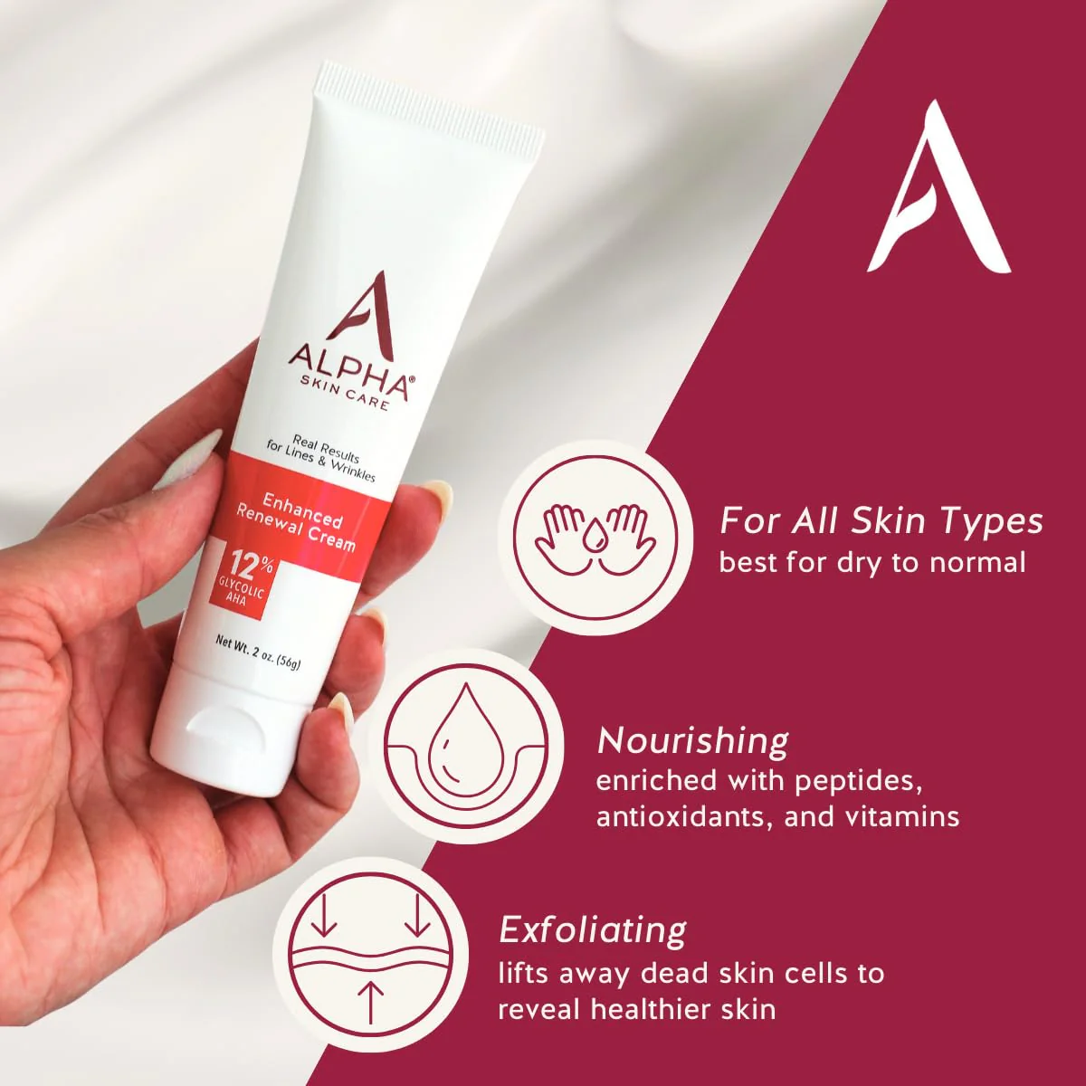 Alpha Skin Care Enhanced Renewal Cream, Anti-Aging Formula, 12% Glycolic Alpha Hydroxy Acid (AHA), Reduces Lines & Wrinkles, For Normal to Dry Skin, 2 oz, Pack of 2 - Image 5