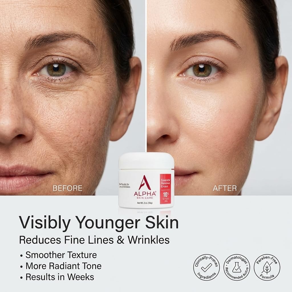 Alpha Skin Care Essential Renewal Cream, 10% Glycolic AHA, Anti-Aging Formula, Reduces Lines & Wrinkles, Alpha Hydroxy Acid Exfoliates for Smoother Skin, Normal, Sensitive or Dry Skin, 2 Oz - Image 8