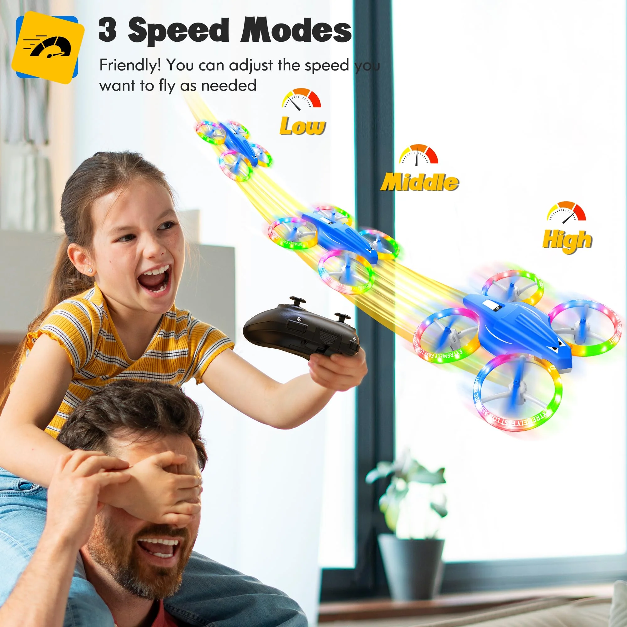 ALTITACO Drones for Kids with Cool Light, Kids Drone with 3D Flip, Altitude-Hold, Self-Rotation, Headless Mode, 3 Speed Modes, One-Click Take-Off/Landing, Mini Drone for Christmas, Beginners, Indoor - Image 4