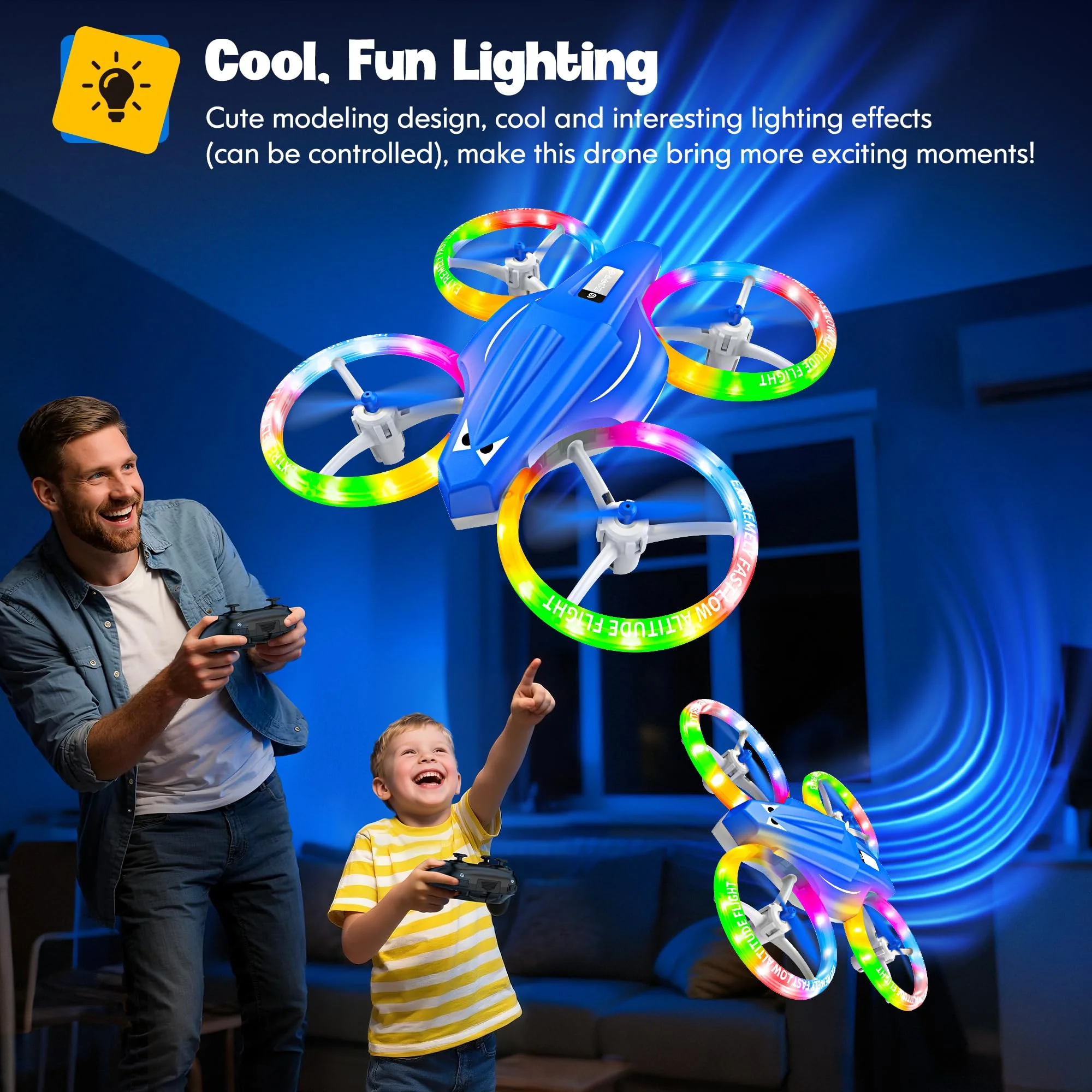ALTITACO Drones for Kids with Cool Light, Kids Drone with 3D Flip, Altitude-Hold, Self-Rotation, Headless Mode, 3 Speed Modes, One-Click Take-Off/Landing, Mini Drone for Christmas, Beginners, Indoor - Image 9